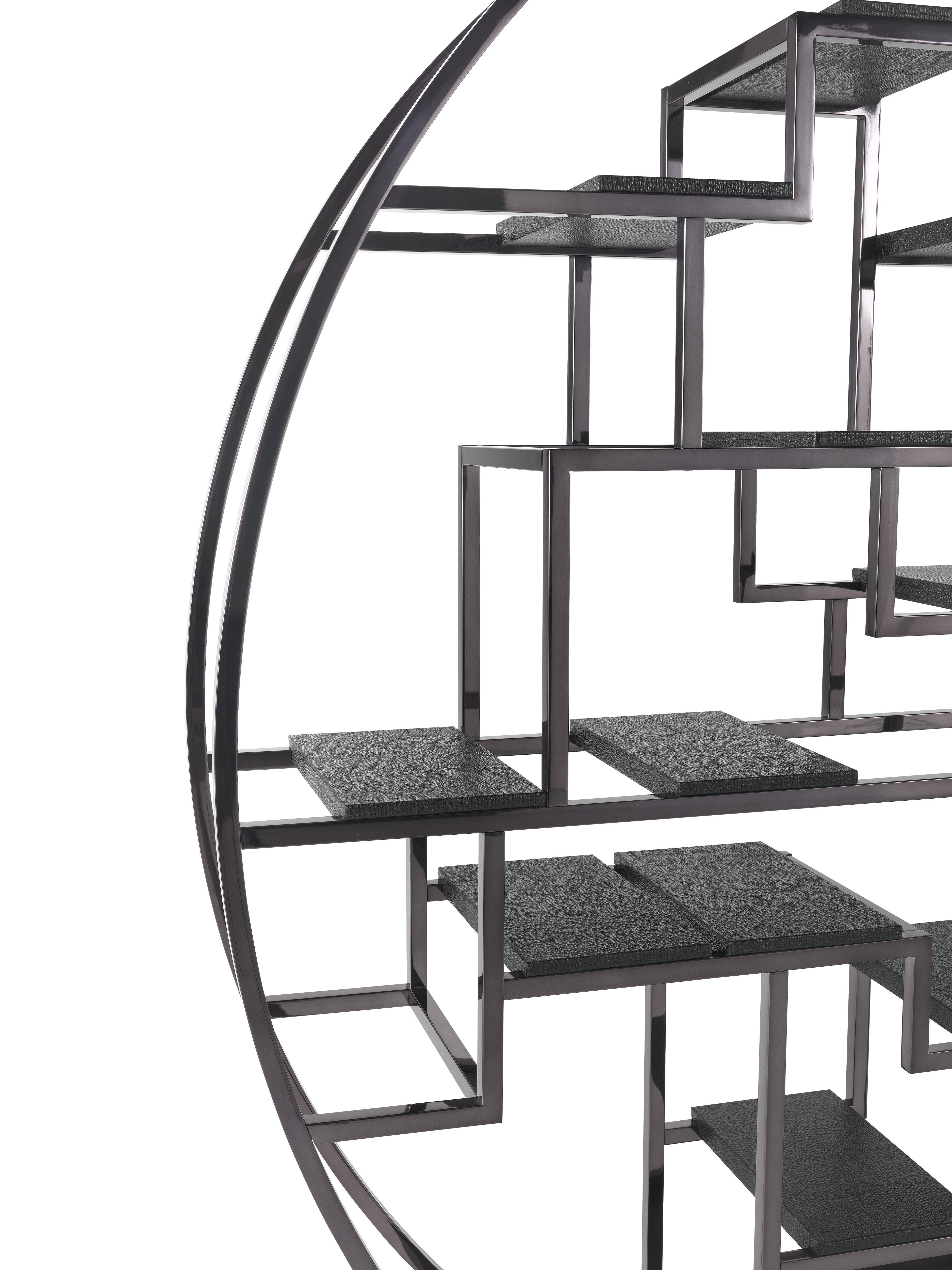 Italian 21st Century Psyco Bookcase in Black Chrome Finishing by Gianfranco Ferré Home For Sale