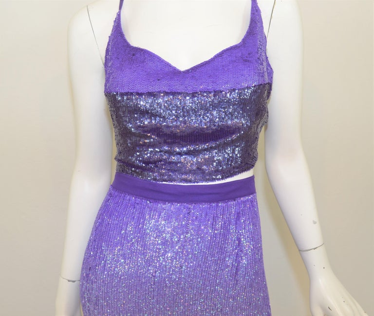 GianFranco Ferre Purple Sequin Skirt with Top Set For Sale at 1stDibs ...