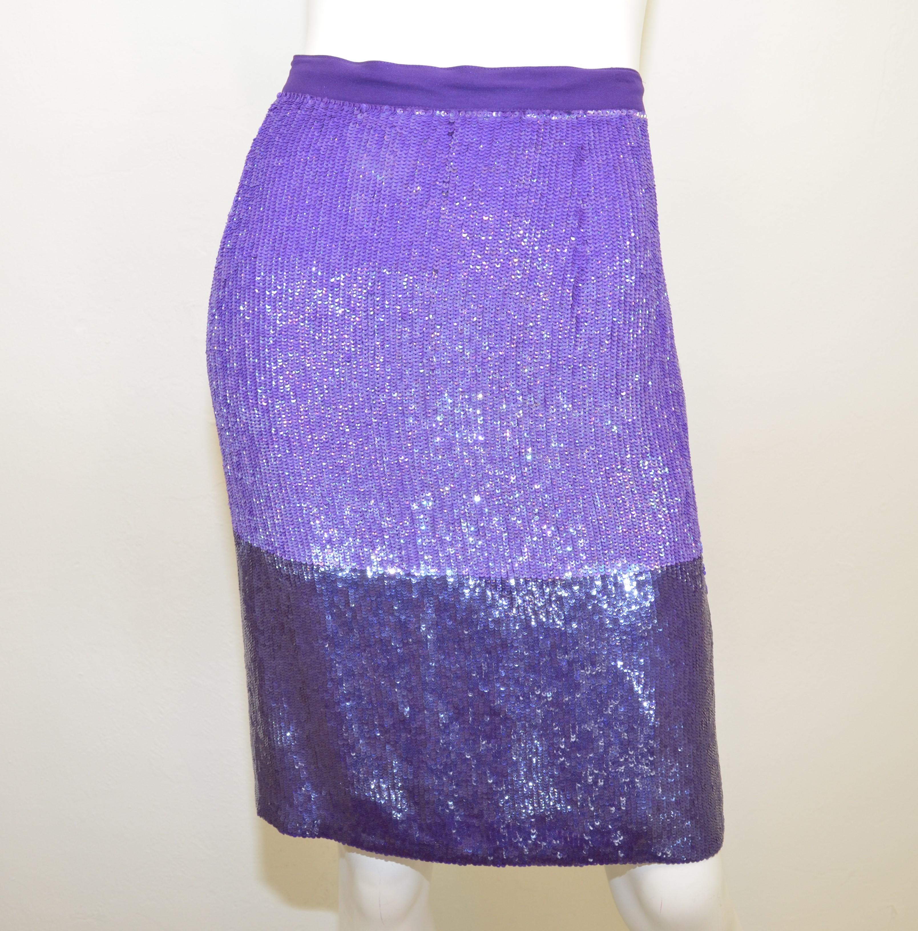 Women's GianFranco Ferre Purple Sequin Skirt with Top Set