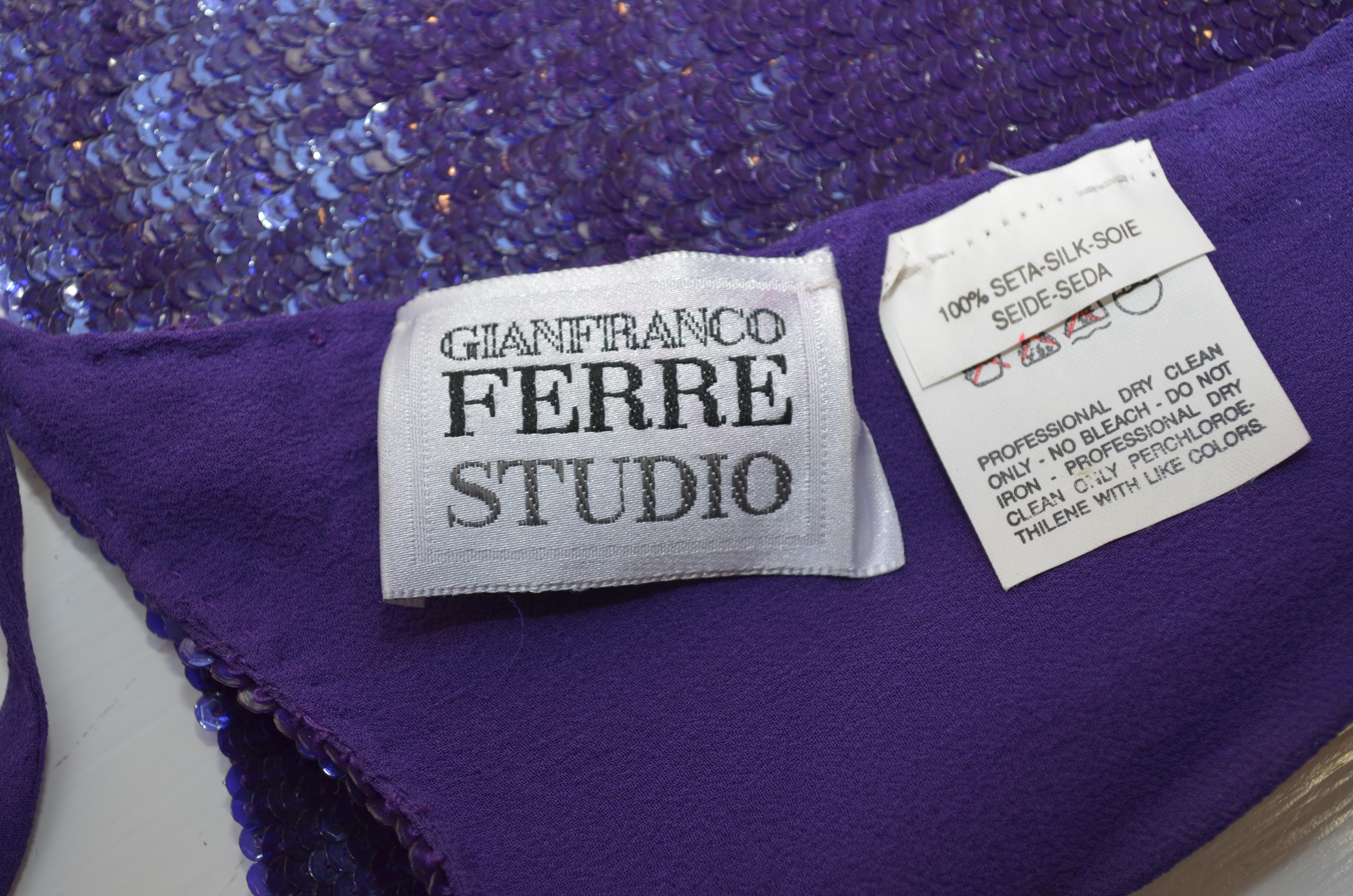 GianFranco Ferre Purple Sequin Skirt with Top Set 1