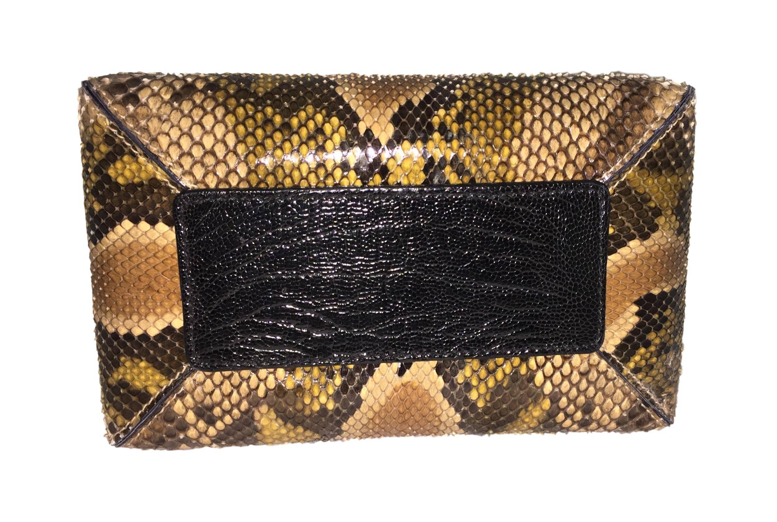Brown Gianfranco Ferre Python w/ Ostrich Trim & Handle Small Handbag Bag