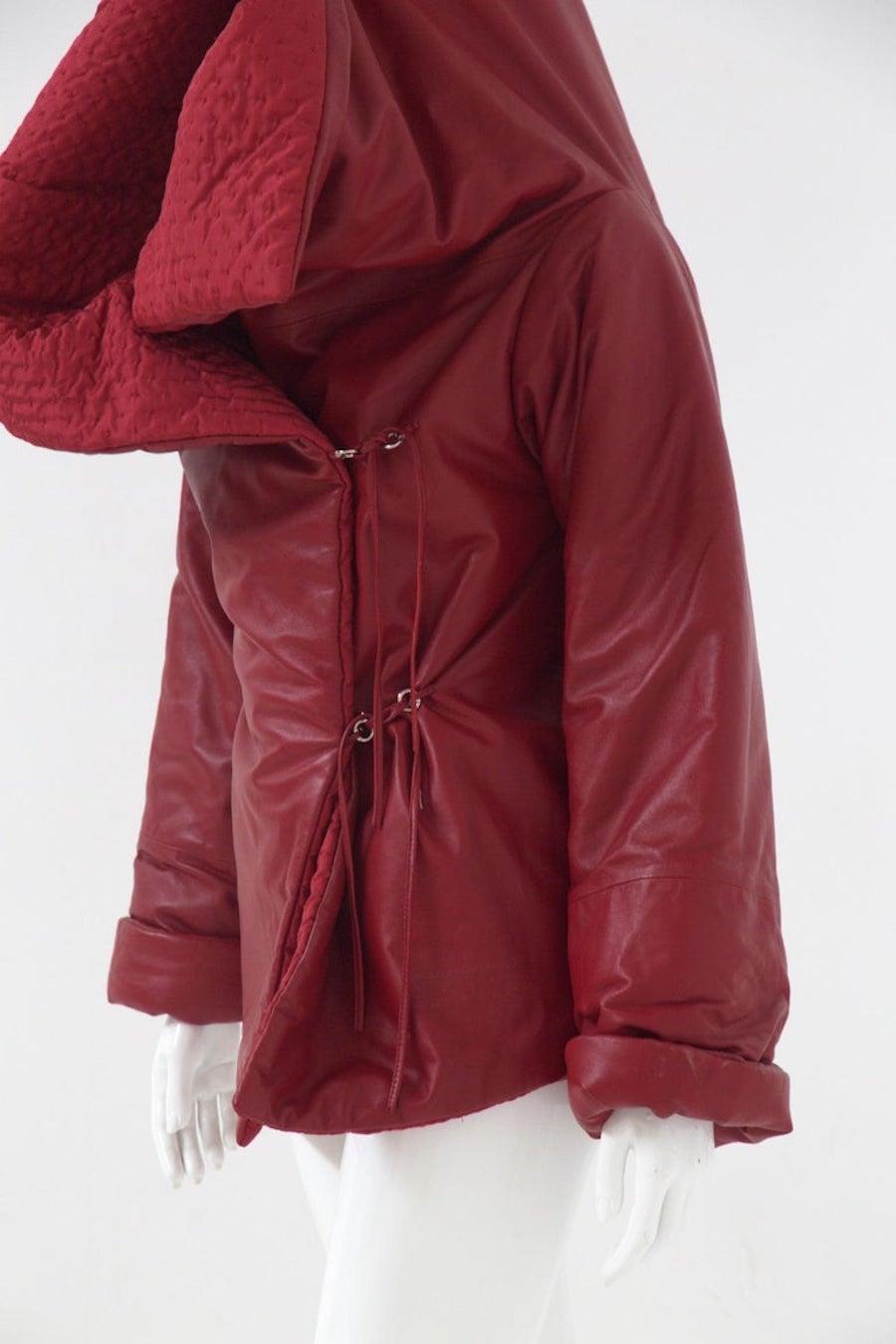 Gianfranco Ferré - Seltene rote Lederjacke in Übergröße (Brown) im Angebot