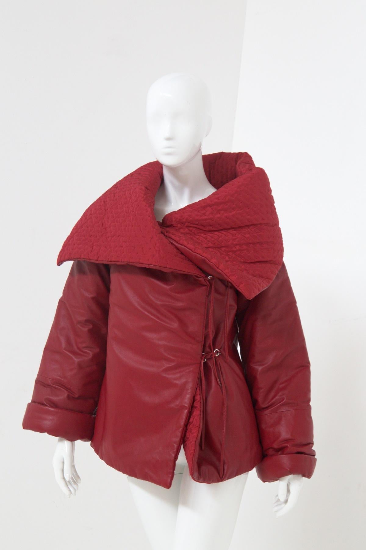Gianfranco Ferré Rare Oversized Red Leather Jacket For Sale 5