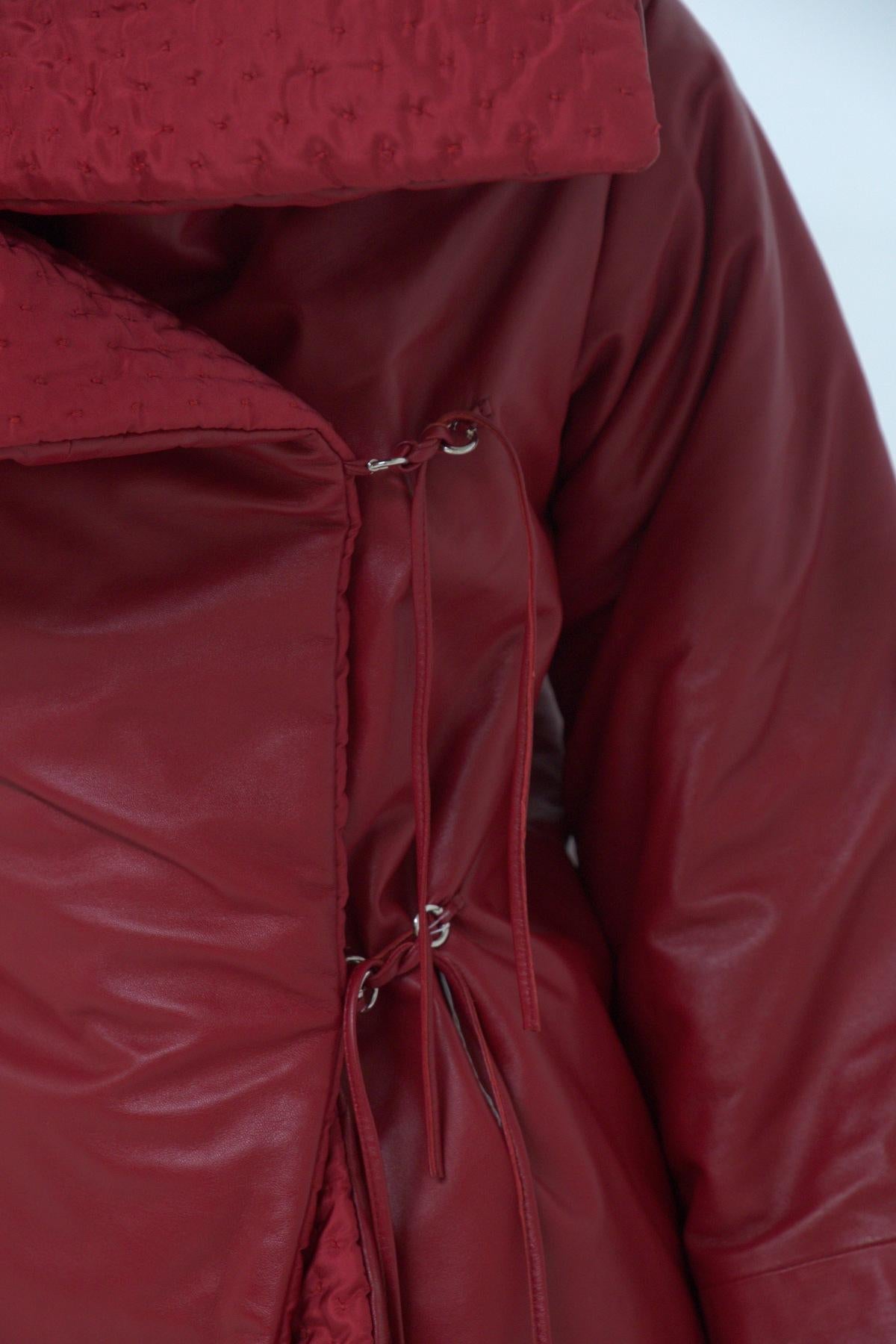 Brown Gianfranco Ferré Rare Oversized Red Leather Jacket For Sale