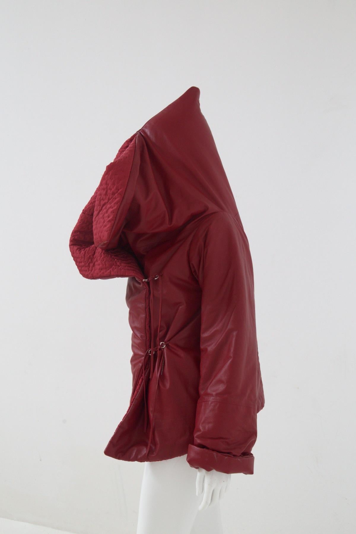 Gianfranco Ferré Rare Oversized Red Leather Jacket For Sale 2