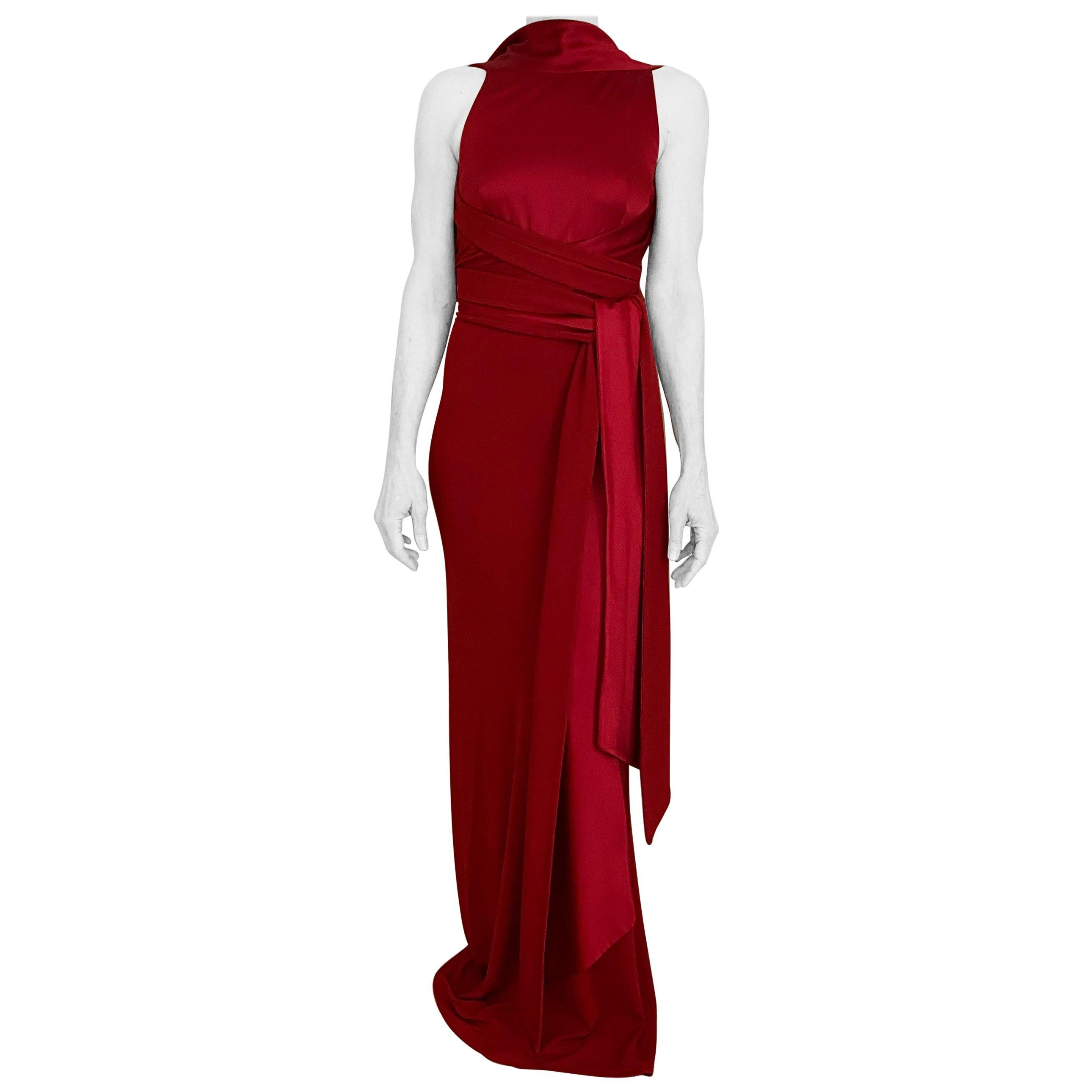Gianfranco Ferre Red Jersey Satin Gown