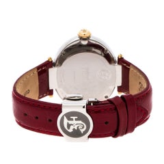 Gianfranco Ferre Red White Stainless Steel Diamond Collection Oval Watch 44 mm
