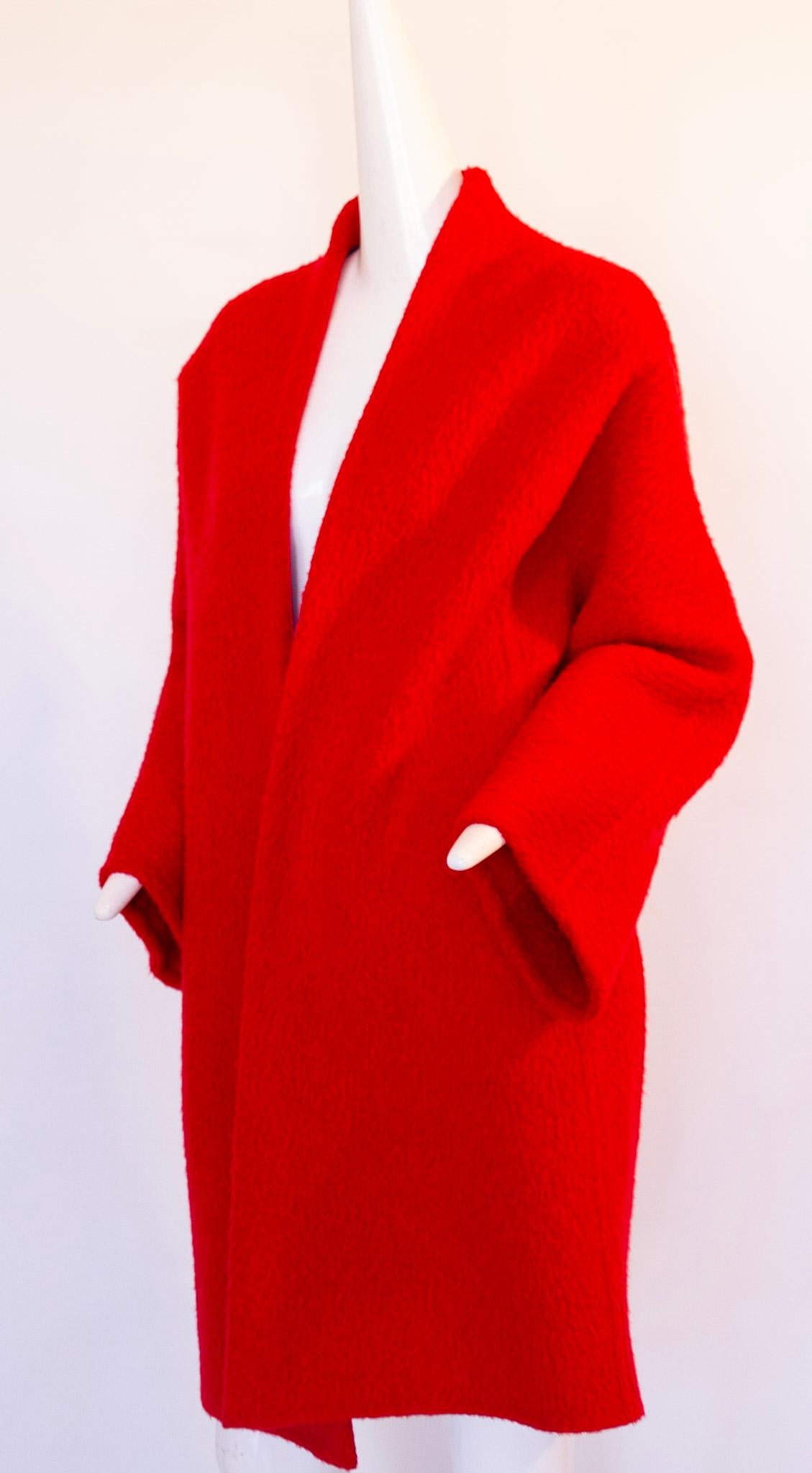 red wool swing coat