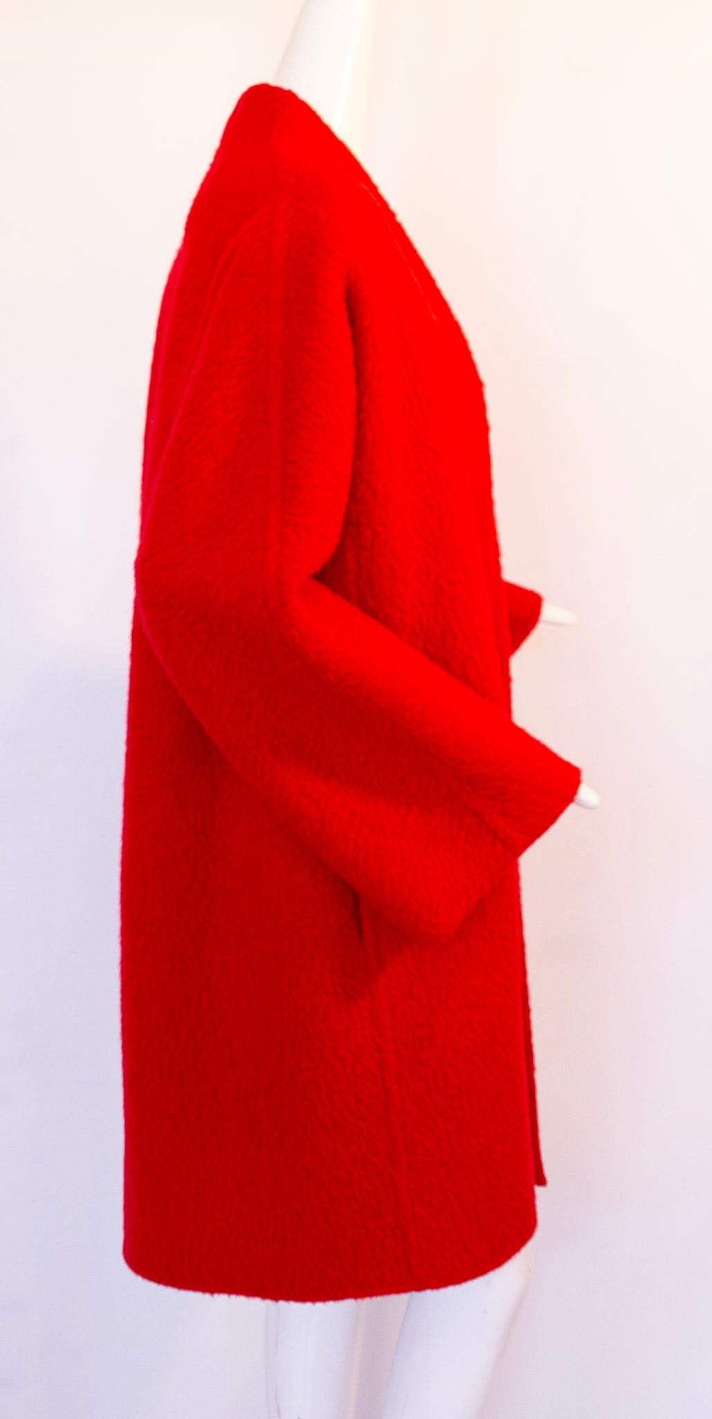 Women's or Men's Gianfranco Ferre, Red, Wool and Alpaca, Cocoon Coat, 1978 For Sale