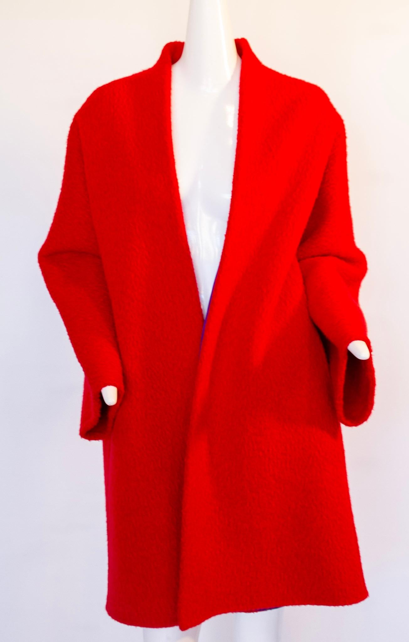 Gianfranco Ferre, Red, Wool and Alpaca, Cocoon Coat, 1978 For Sale