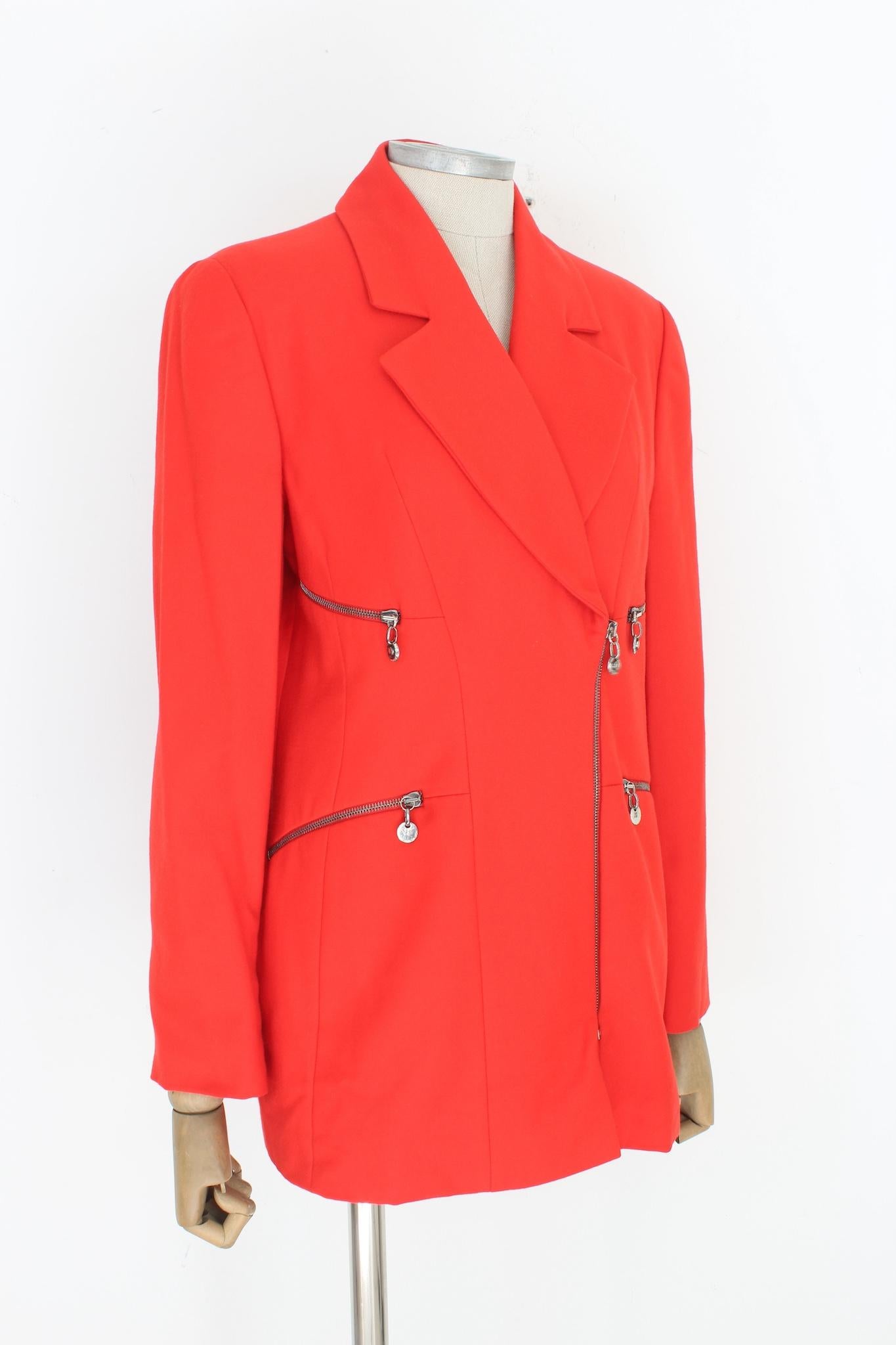 Women's Gianfranco Ferre Red Wool Fitted Blazer 1980s