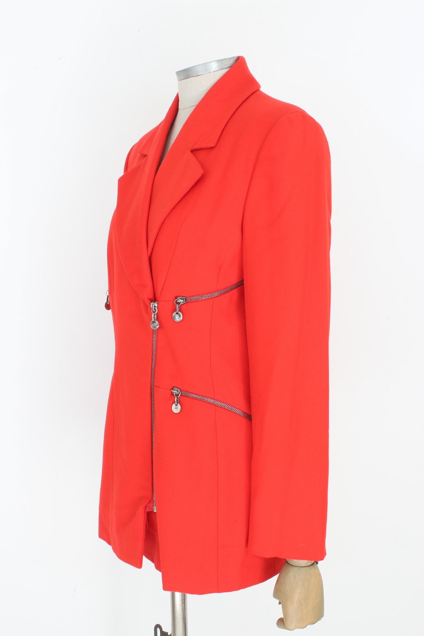 Gianfranco Ferre Red Wool Fitted Blazer 1980s 1