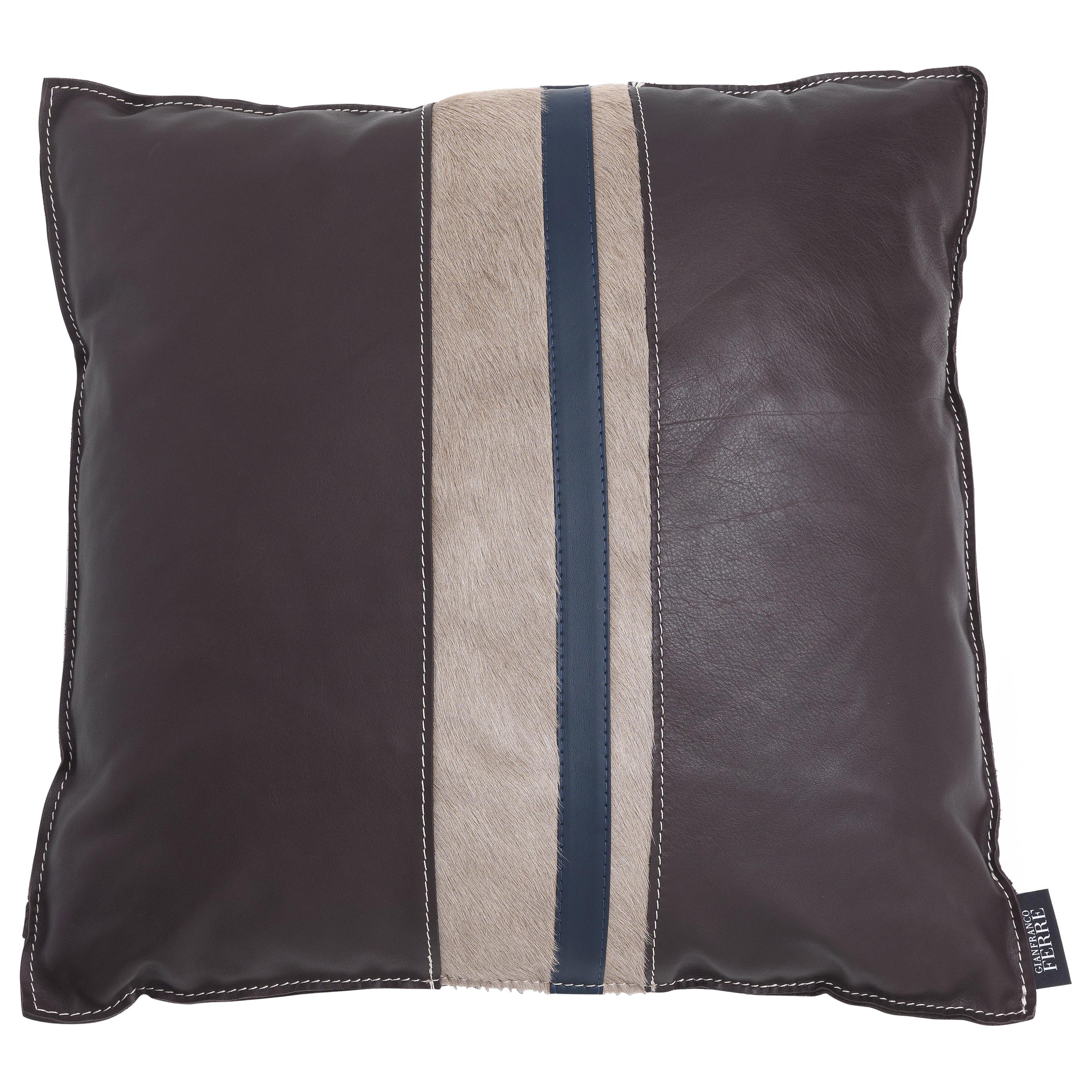 21st Century Road_3 Decorative Cushion with Leather by Gianfranco Ferré Home