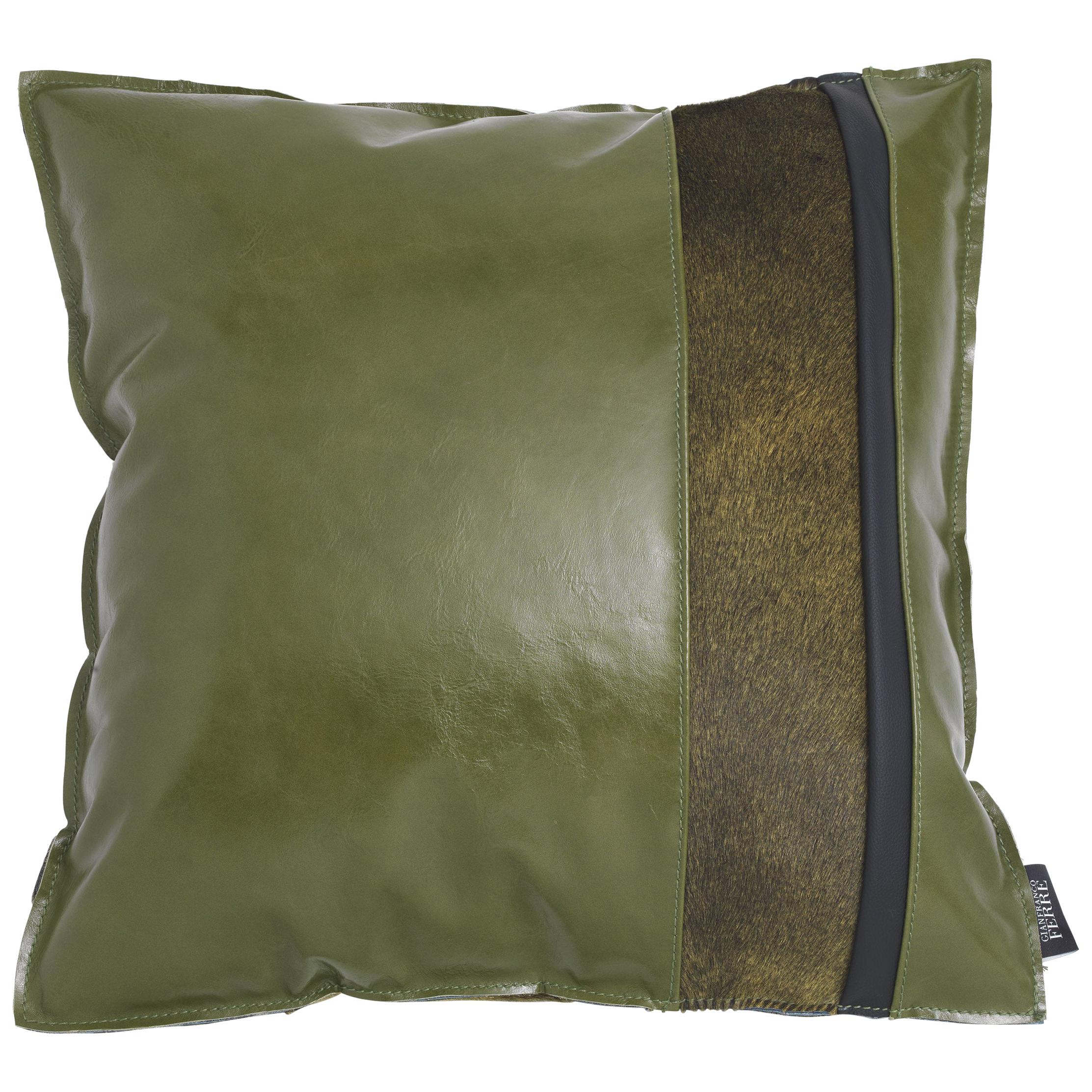 21st Century Road_5 Decorative Cushion in Leather by Gianfranco Ferré Home For Sale