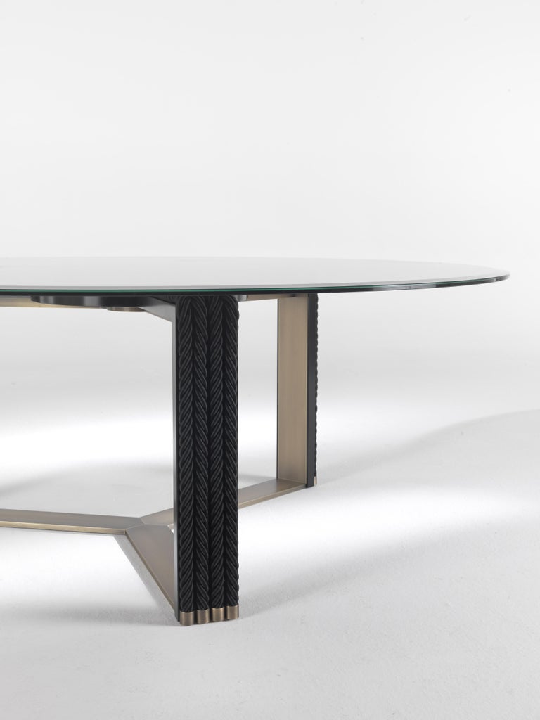 Gianfranco Ferre Round Glasgow Dining Table in Metal and Brass Finish