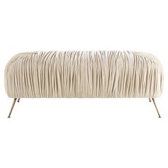 21. Jahrhundert Rowe Pouf in Hell Beige Stoff von Gianfranco Ferré Home