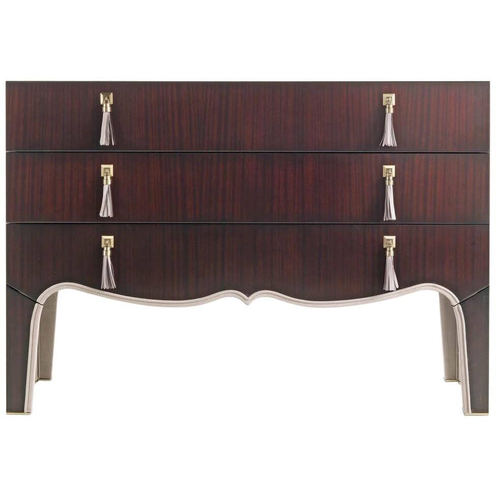 Gianfranco Ferré Royal Chest of Drawers in Brass and Leather For Sale