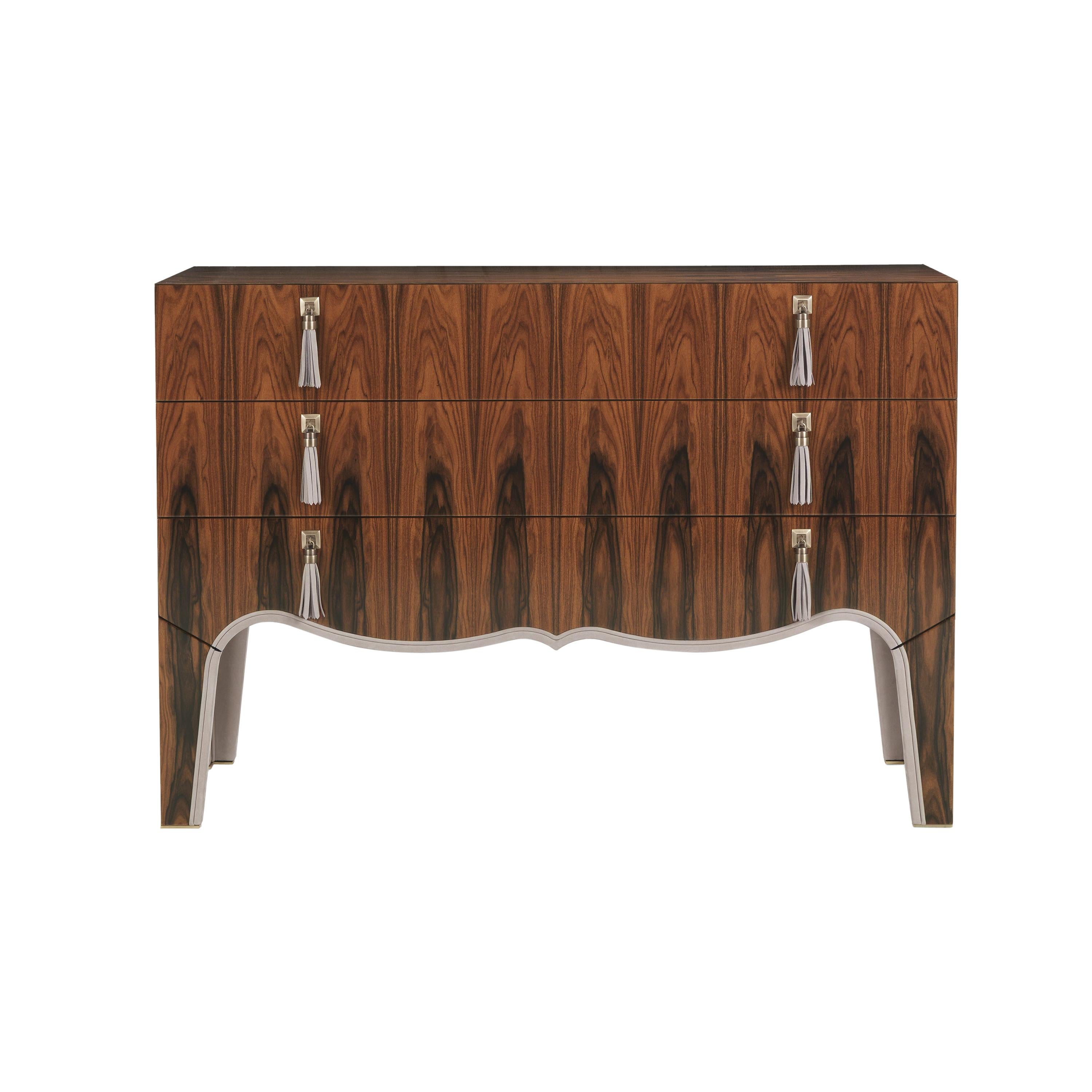 Gianfranco Ferré Home Royal Chest of Drawers in rosewood and details in leather For Sale