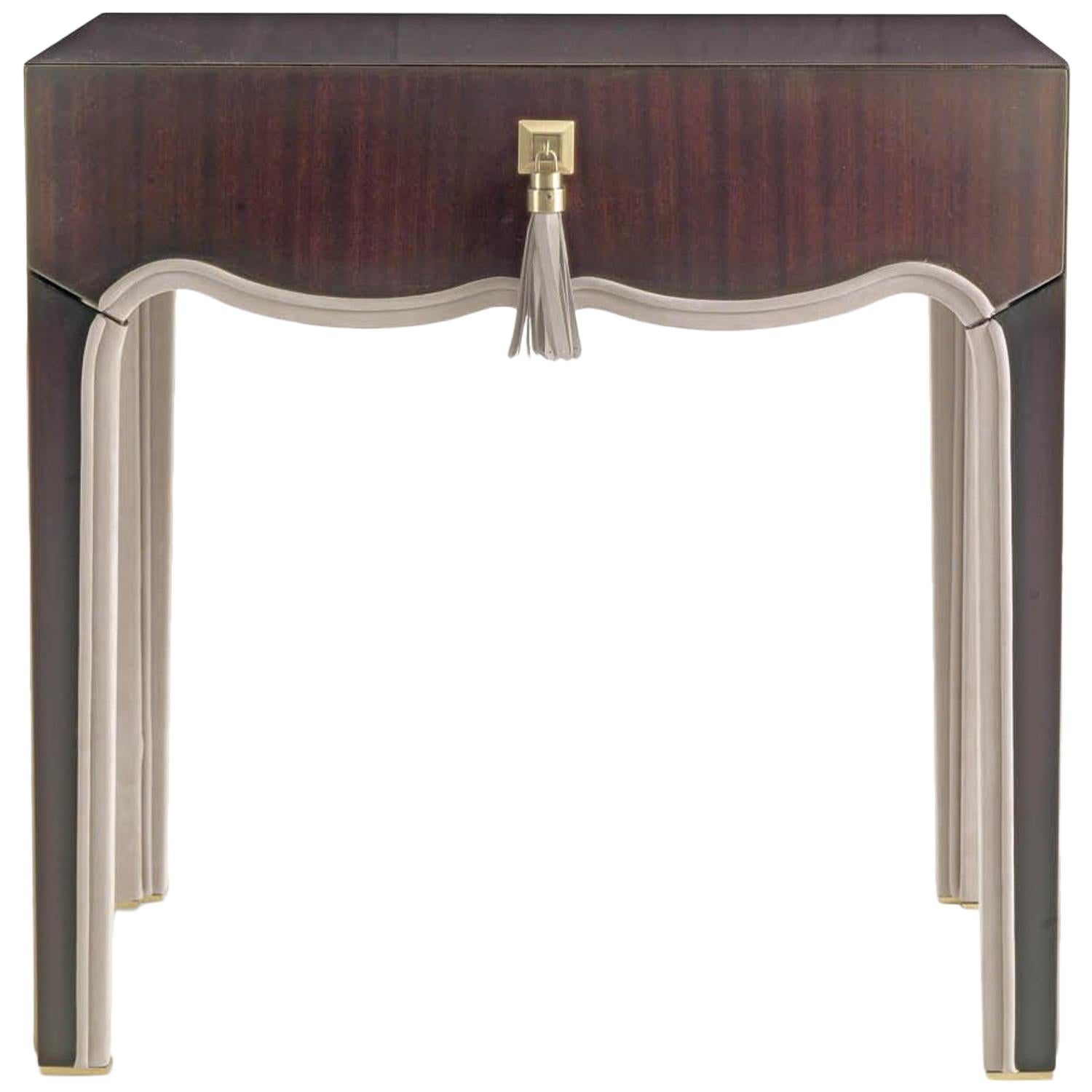 Gianfranco Ferré Royal Night Table in Brass and Leather For Sale