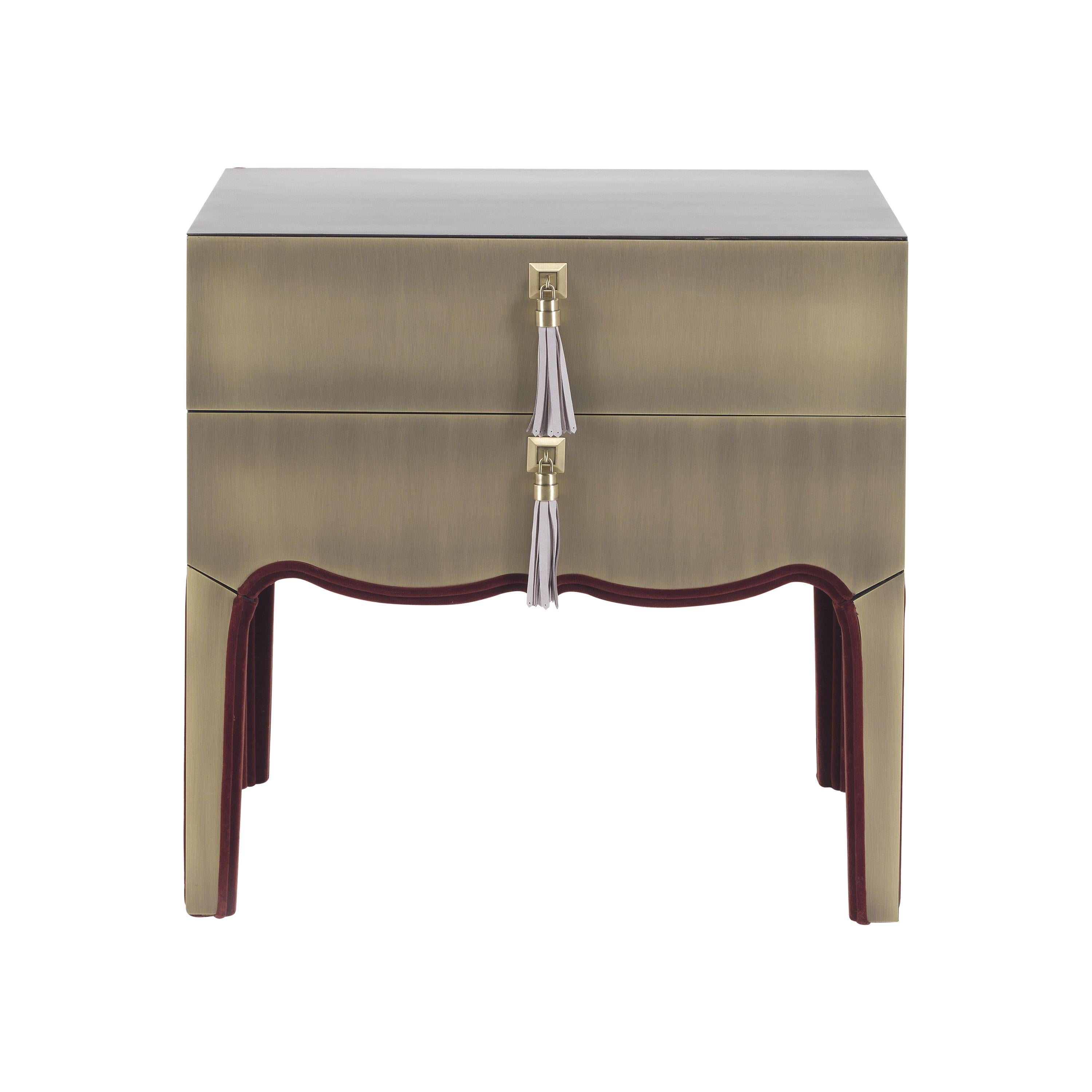 Gianfranco Ferré Home Royal Night Table covered in Metal with Bronze Finish For Sale
