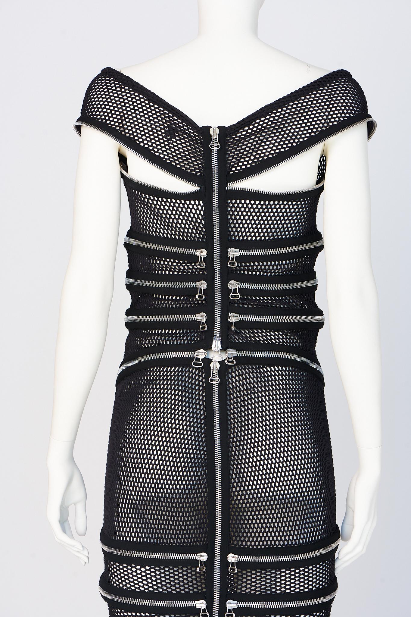 Gianfranco Ferre Runway Fishnet Zip-Embellished Dress, Spring-Summer 2005 6