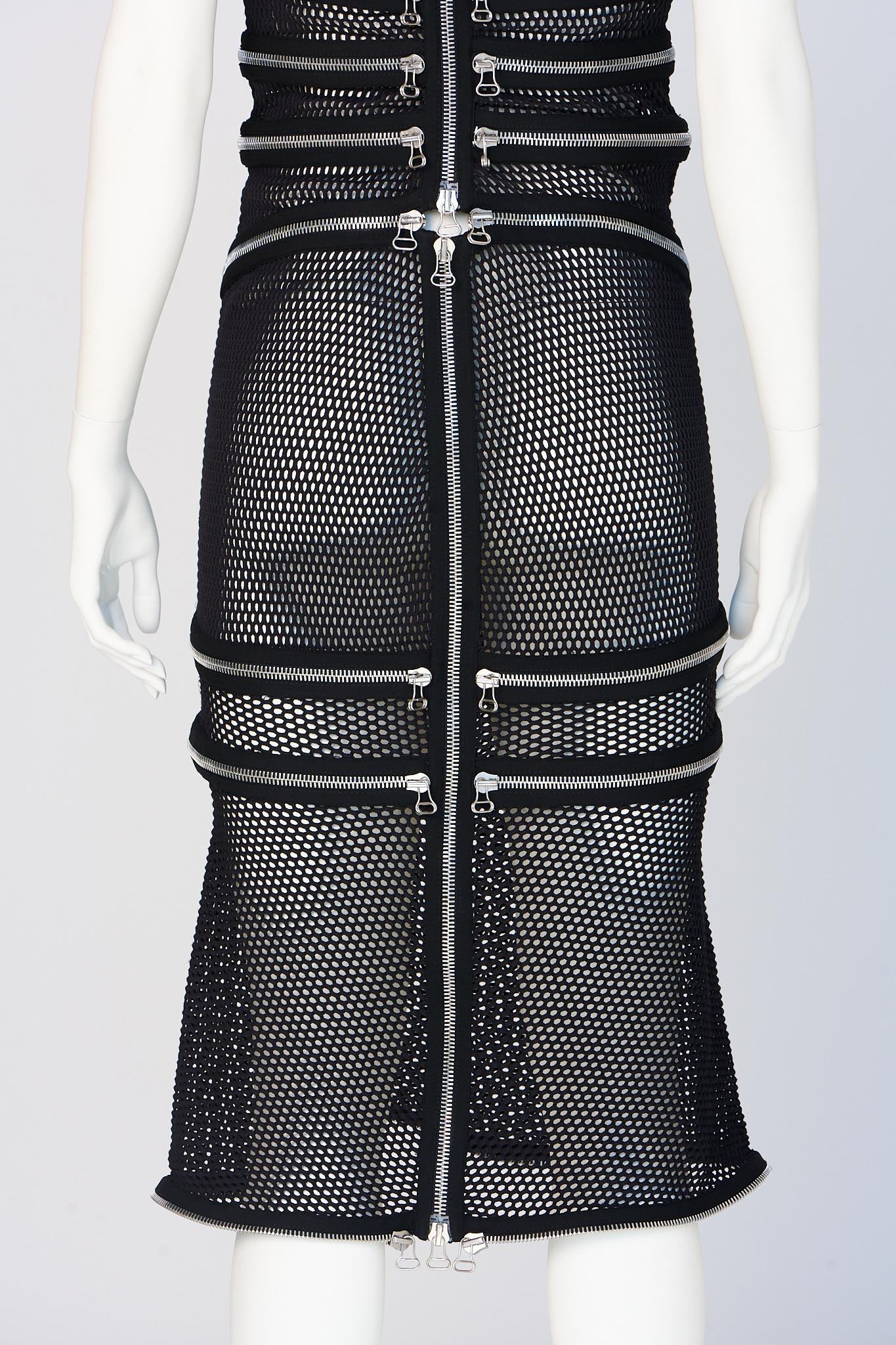Gianfranco Ferre Runway Fishnet Zip-Embellished Dress, Spring-Summer 2005 7