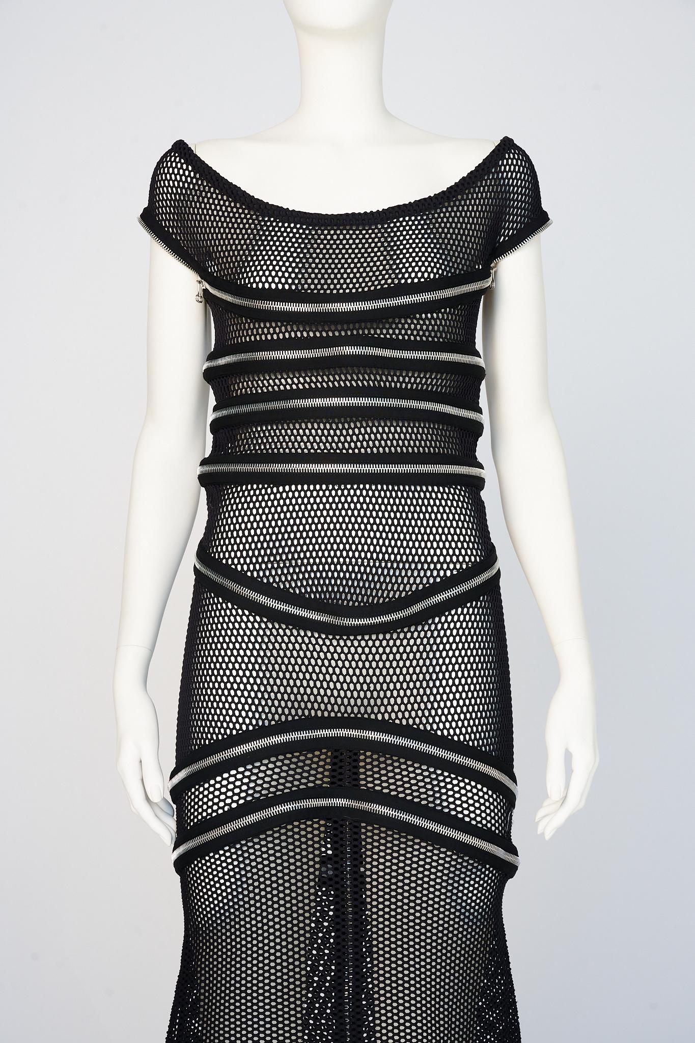 Gianfranco Ferre Runway Fishnet Zip-Embellished Dress, Spring-Summer 2005 1