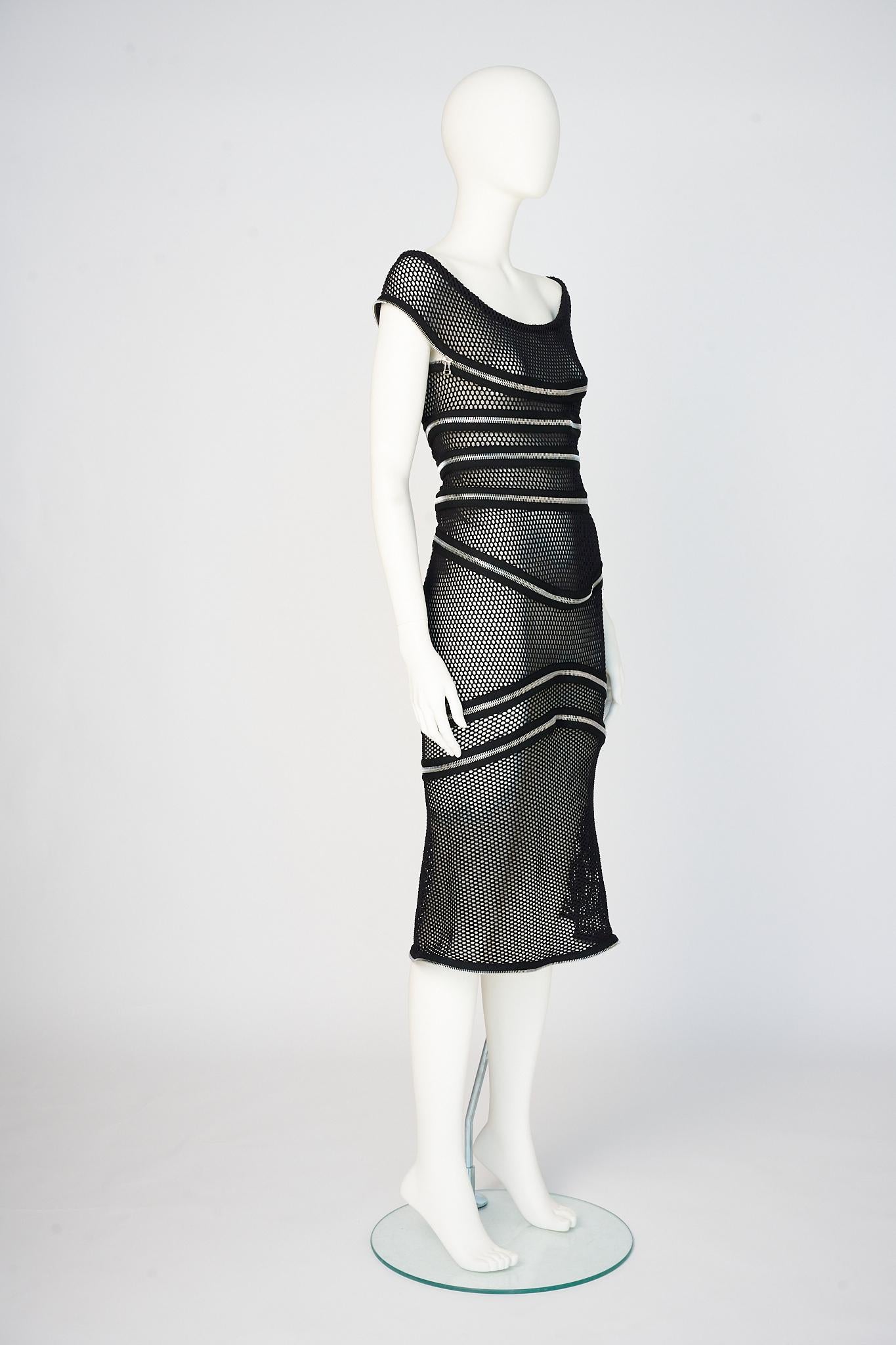 Gianfranco Ferre Runway Fishnet Zip-Embellished Dress, Spring-Summer 2005 2