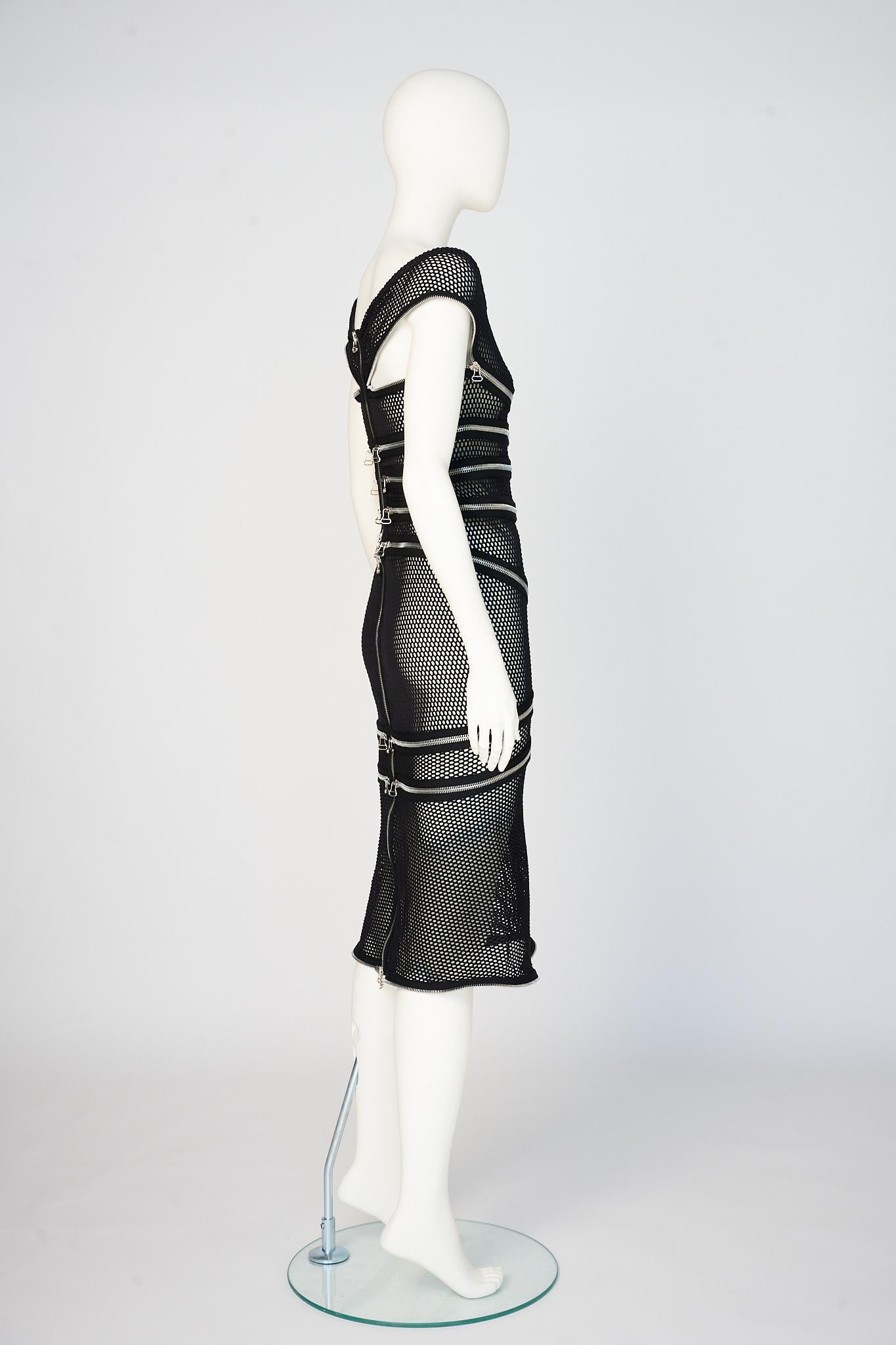 Gianfranco Ferre Runway Fishnet Zip-Embellished Dress, Spring-Summer 2005 3