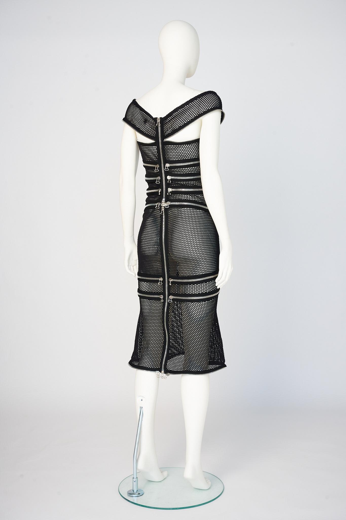 Gianfranco Ferre Runway Fishnet Zip-Embellished Dress, Spring-Summer 2005 4
