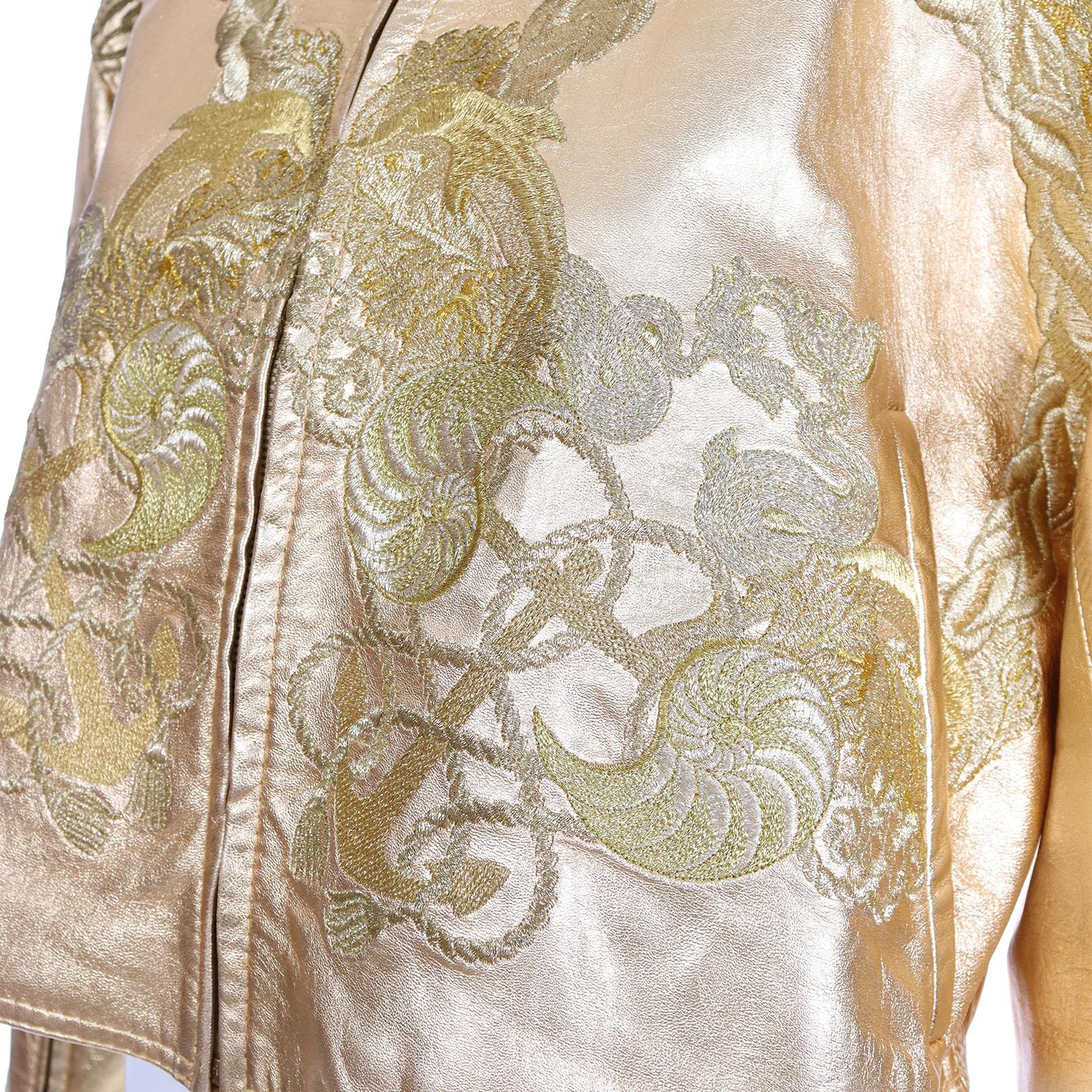 Gianfranco Ferre S/S 1992 Runway Gold Leather Embroidered Ocean Theme Jacket For Sale 5