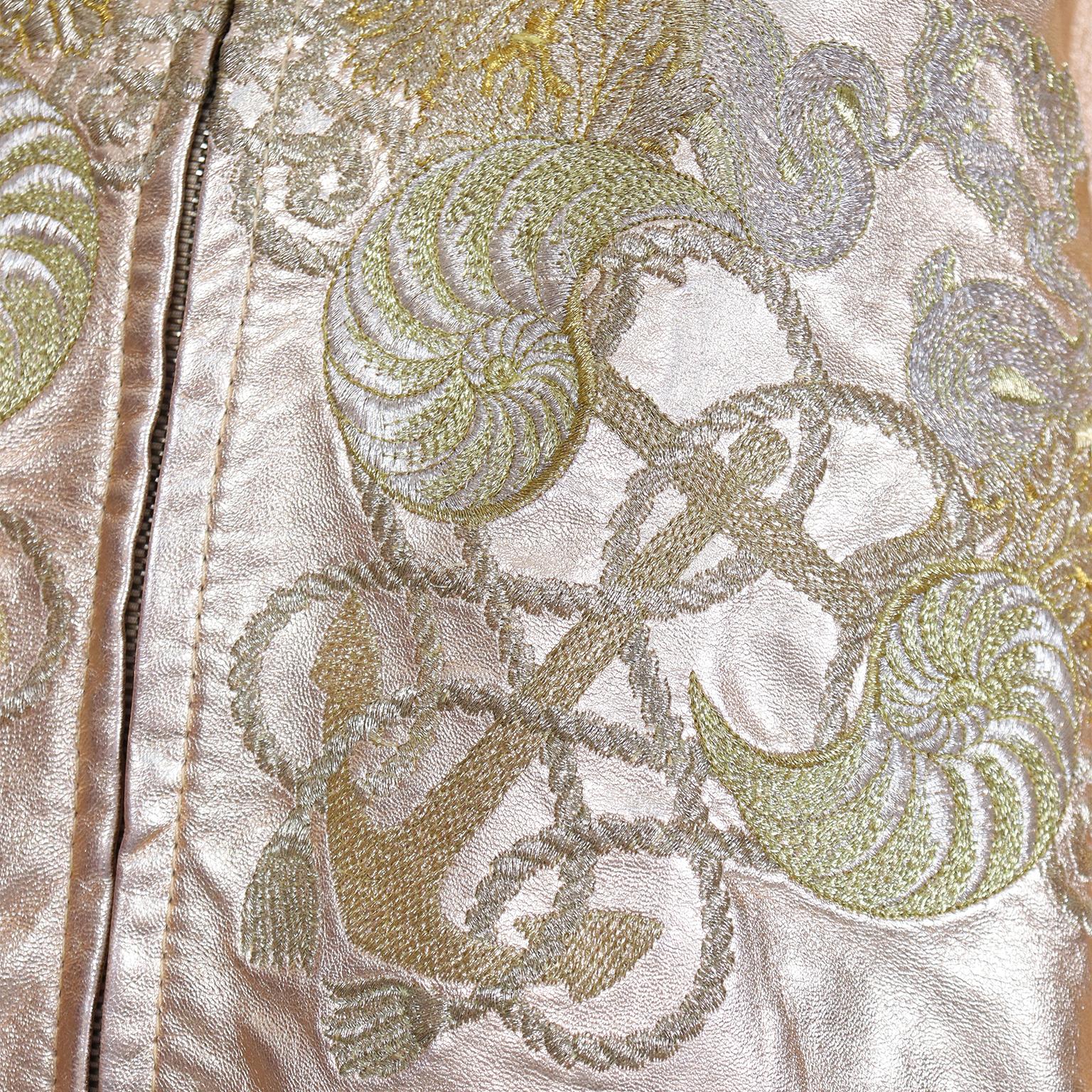 Gianfranco Ferre S/S 1992 Runway Gold Leather Embroidered Ocean Theme Jacket For Sale 10