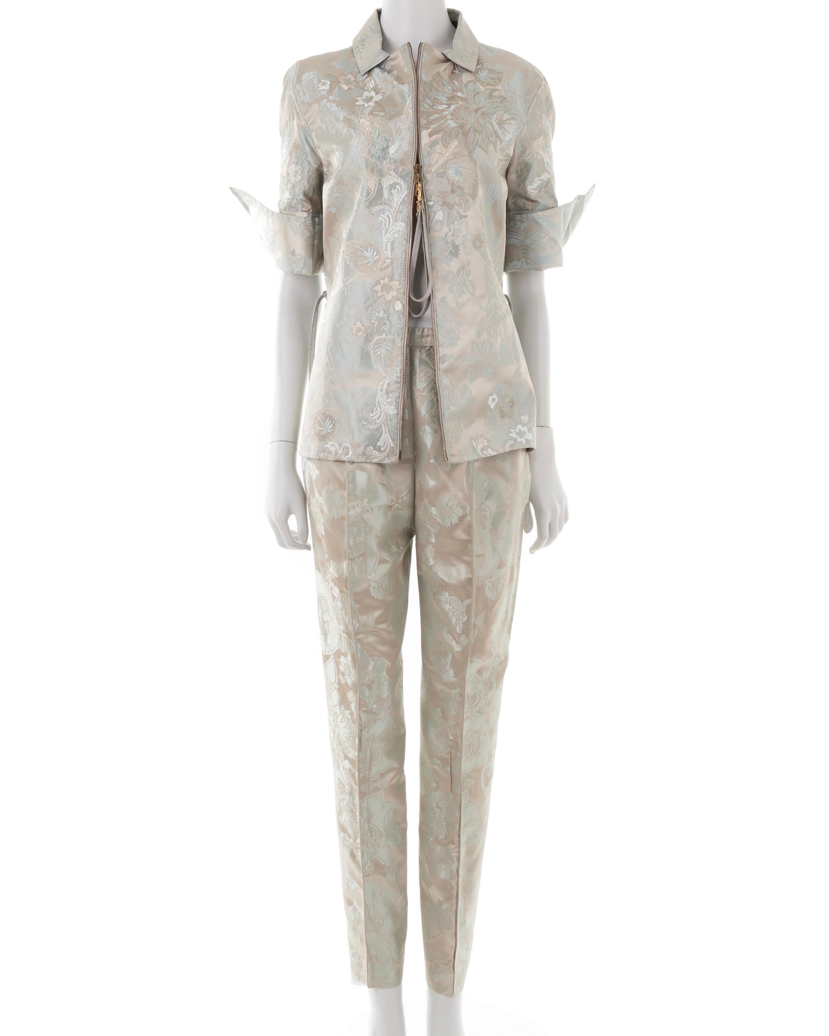 Gianfranco Ferrè S/S 2000 Costume brodé en jacquard argenté