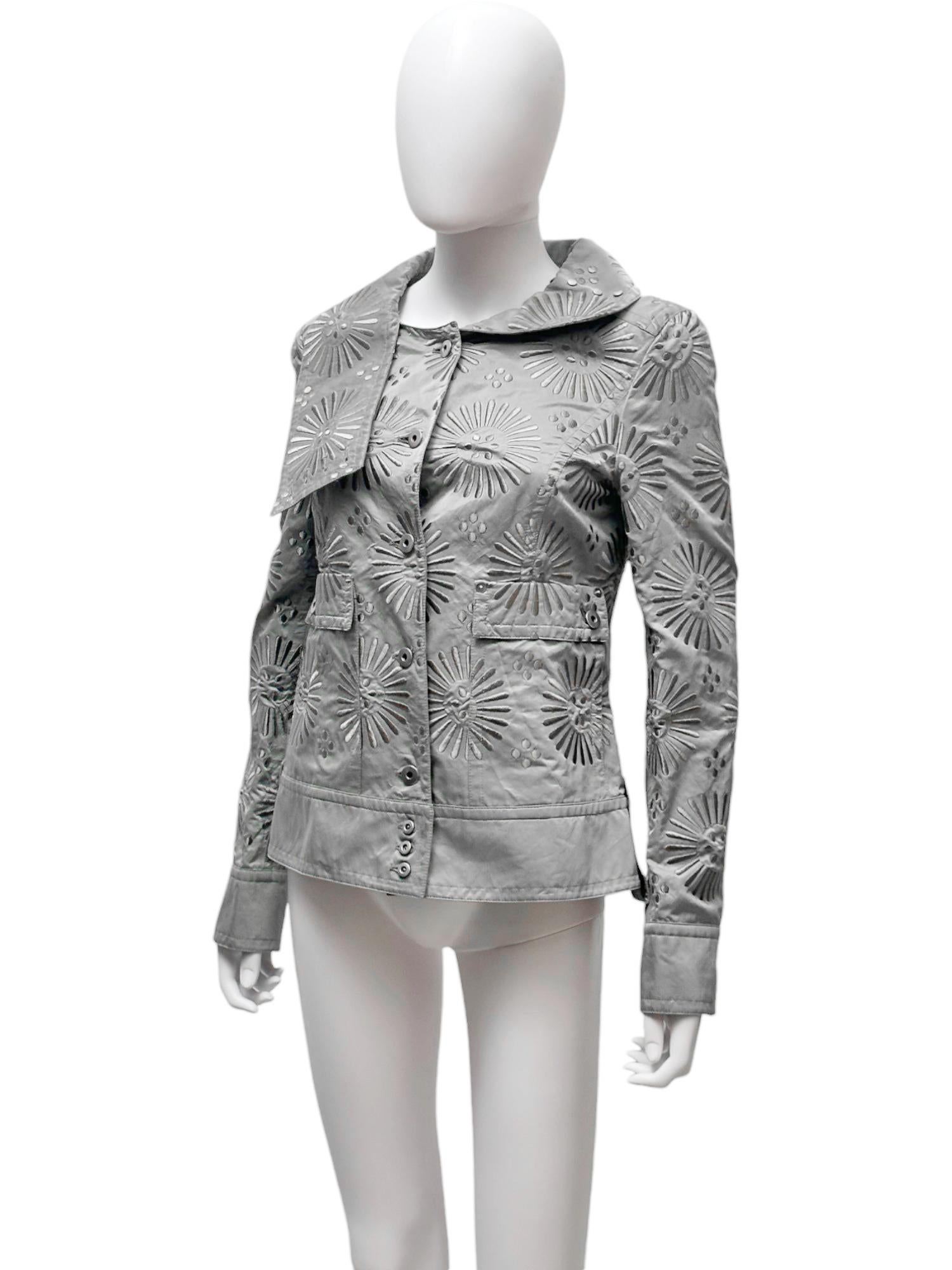 Chaqueta Gianfranco Ferrè S/S 2004 Sun Pattern Plata Gray en venta