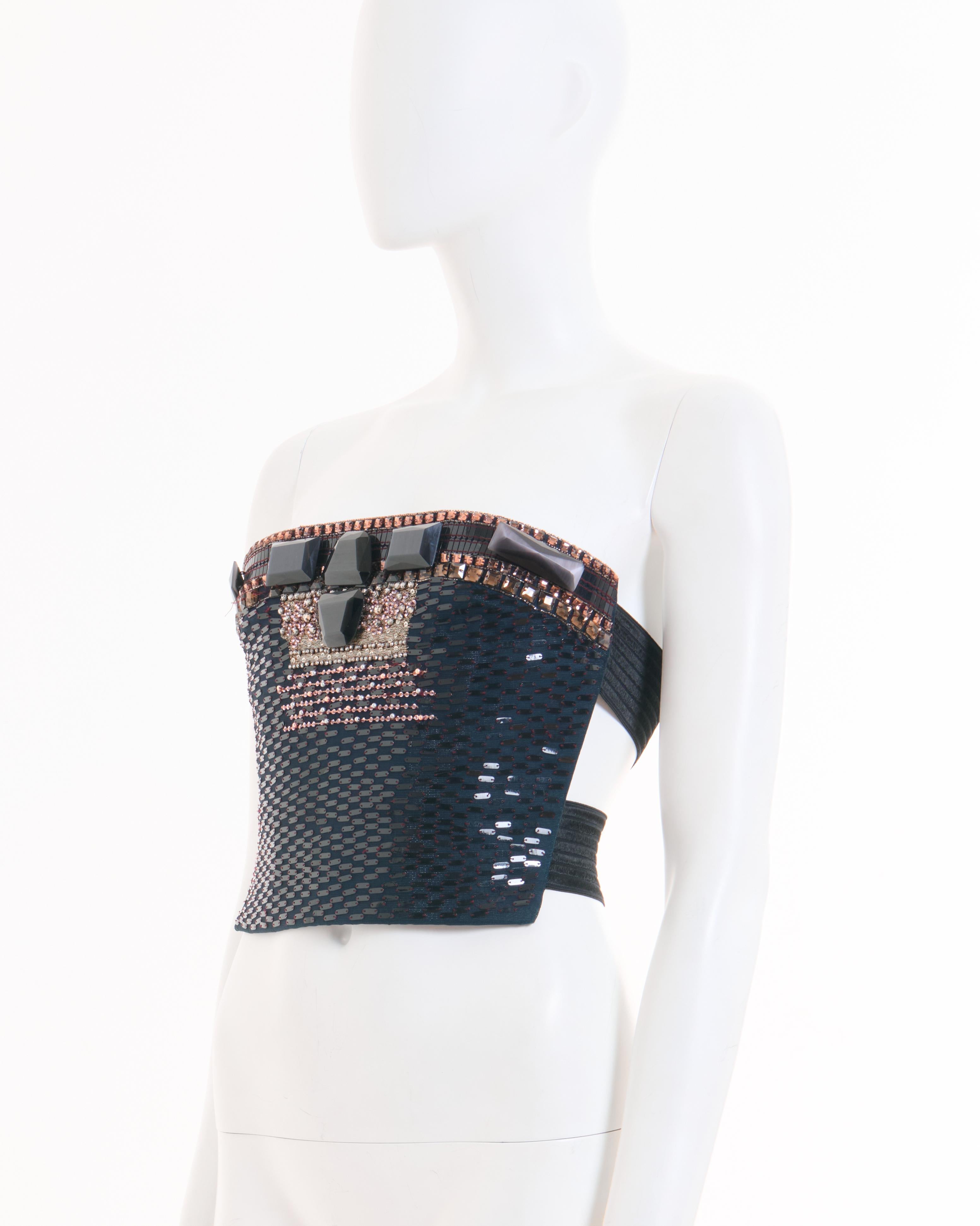 Gray Gianfranco Ferrè S/S 2008 Embellished Black Top For Sale