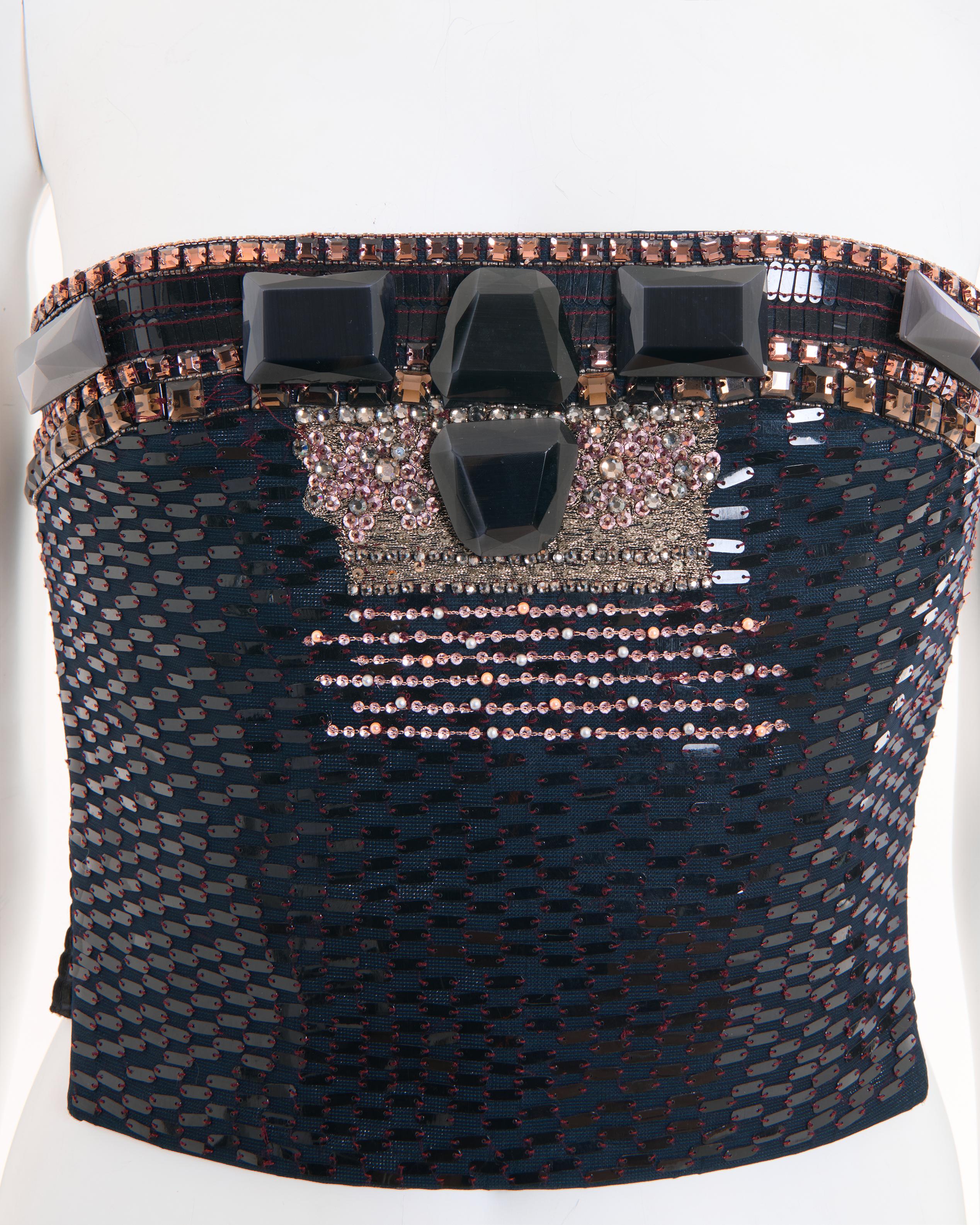 Gianfranco Ferrè S/S 2008 Embellished Black Top For Sale 3
