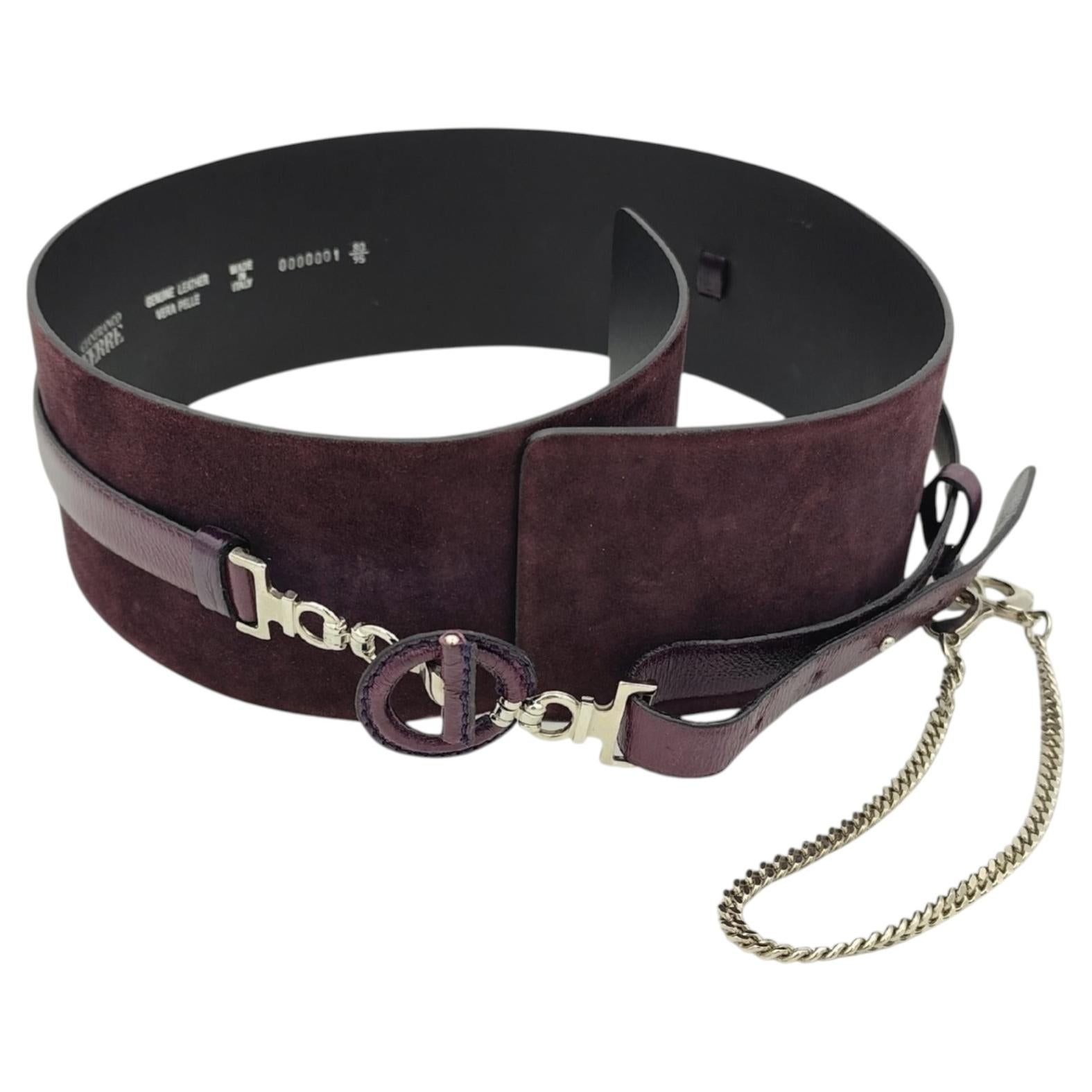 Gianfranco Ferré, défilé S/S 2008, ceinture large en daim violet en vente