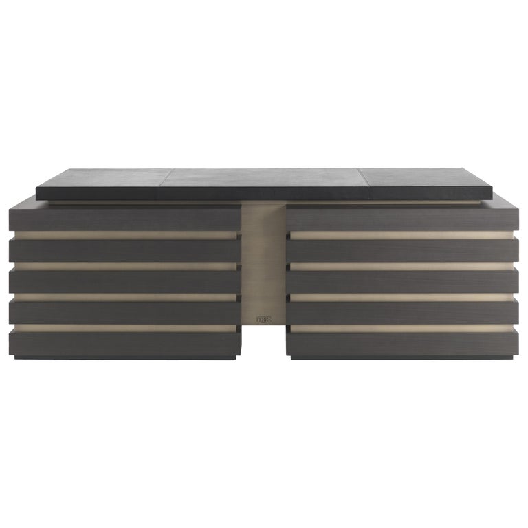 Gianfranco Ferré Sean Desk in Wood with Leather Top For Sale