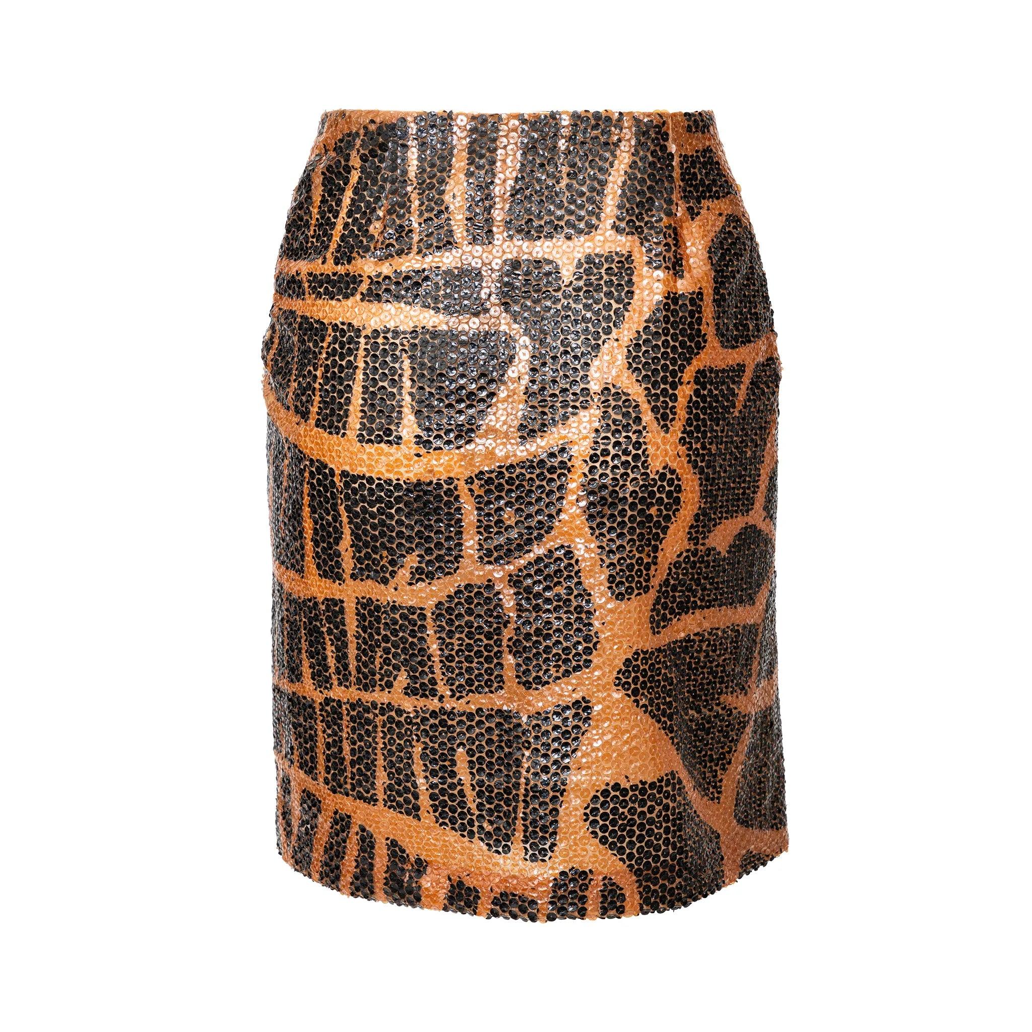 Marron Gianfranco Ferré - Jupe à paillettes - Années 90 en vente