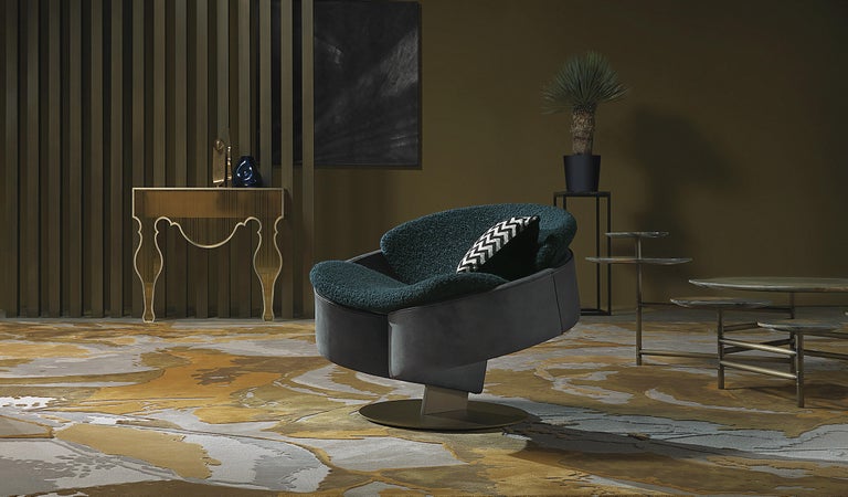 Gianfranco FerrÃ© Home Sherlock Armchair in Fabric and Leather For Sale at 1stDibs