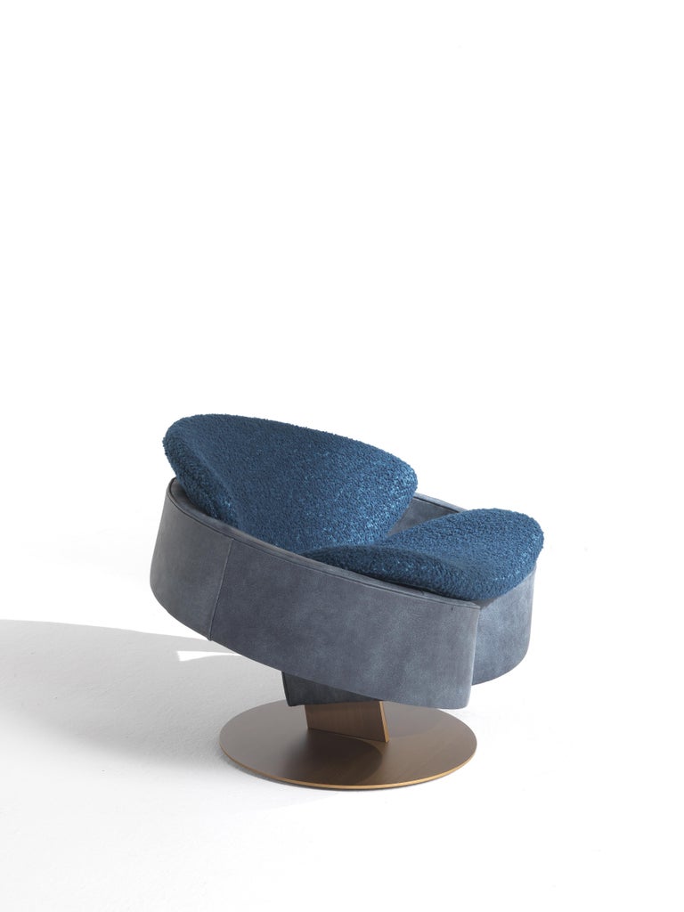 Gianfranco Ferré Sherlock Armchair in Fabric and Leather Upholstery For ...