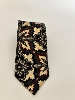 GIANFRANCO FERRE Silk Necktie Luxury Men Necktie Black and Gold Paisley Italy