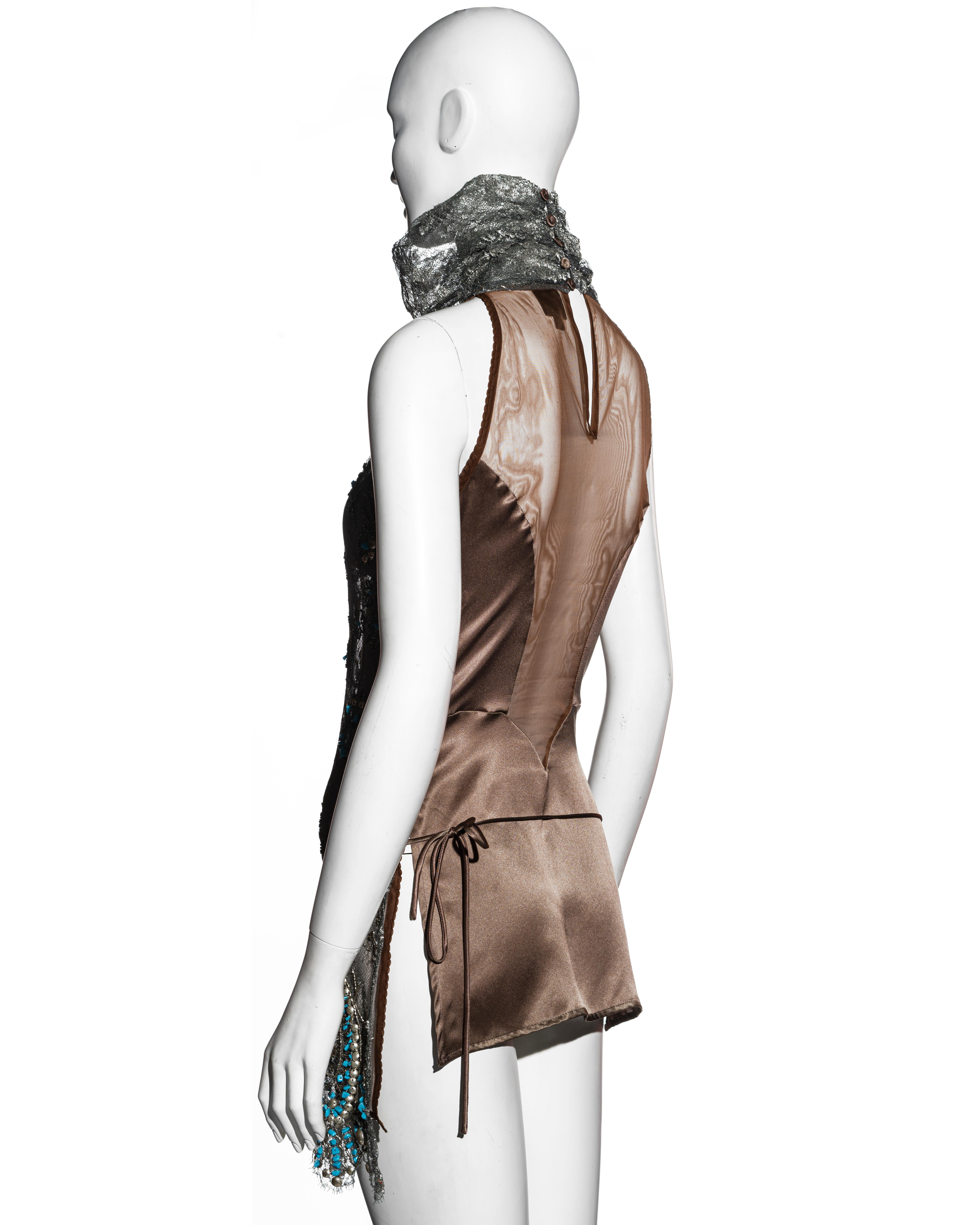 Gianfranco Ferre silver lamé lace embellished mini dress, ss 2006 5