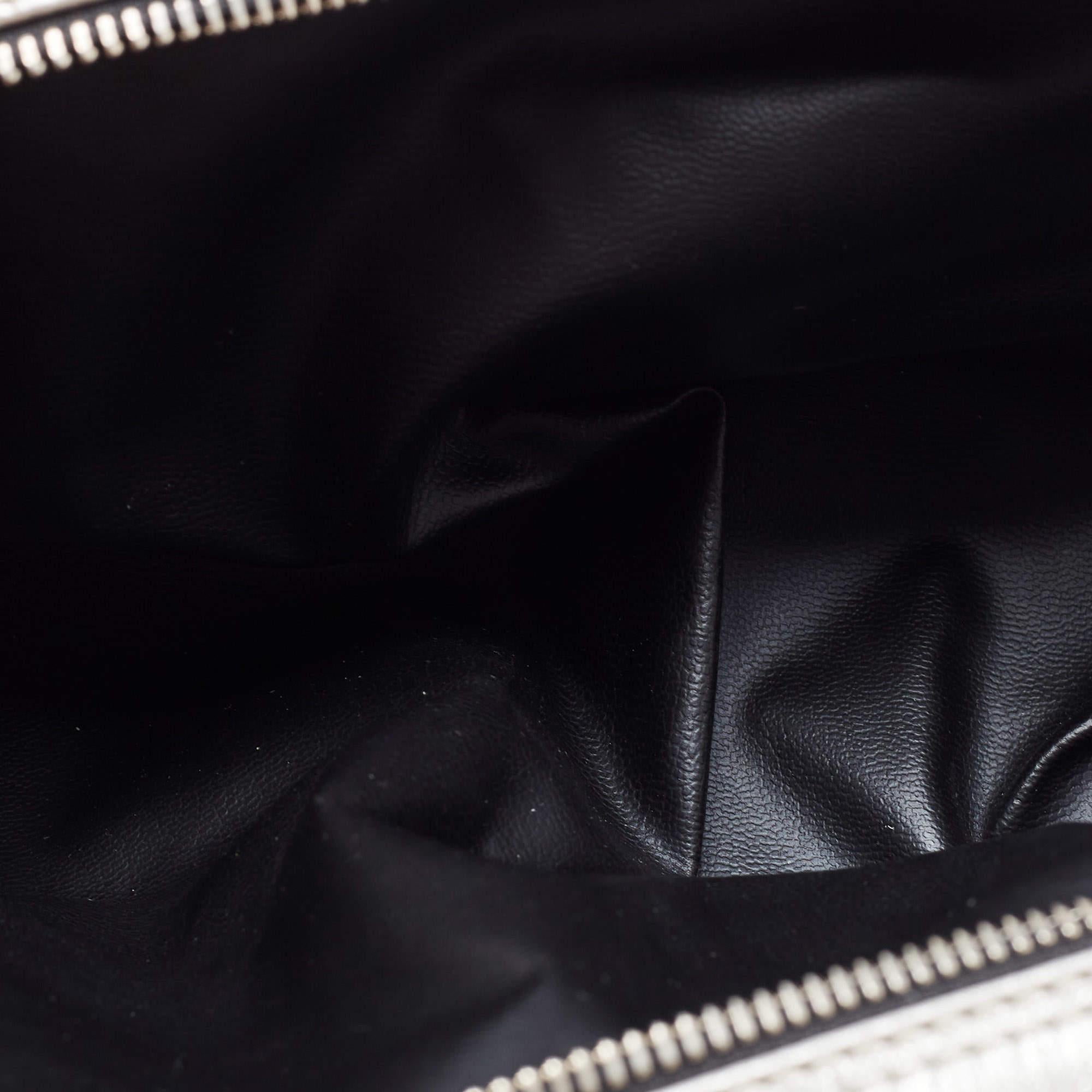 Gianfranco Ferre Silver Leather Oversized Pouch For Sale 6