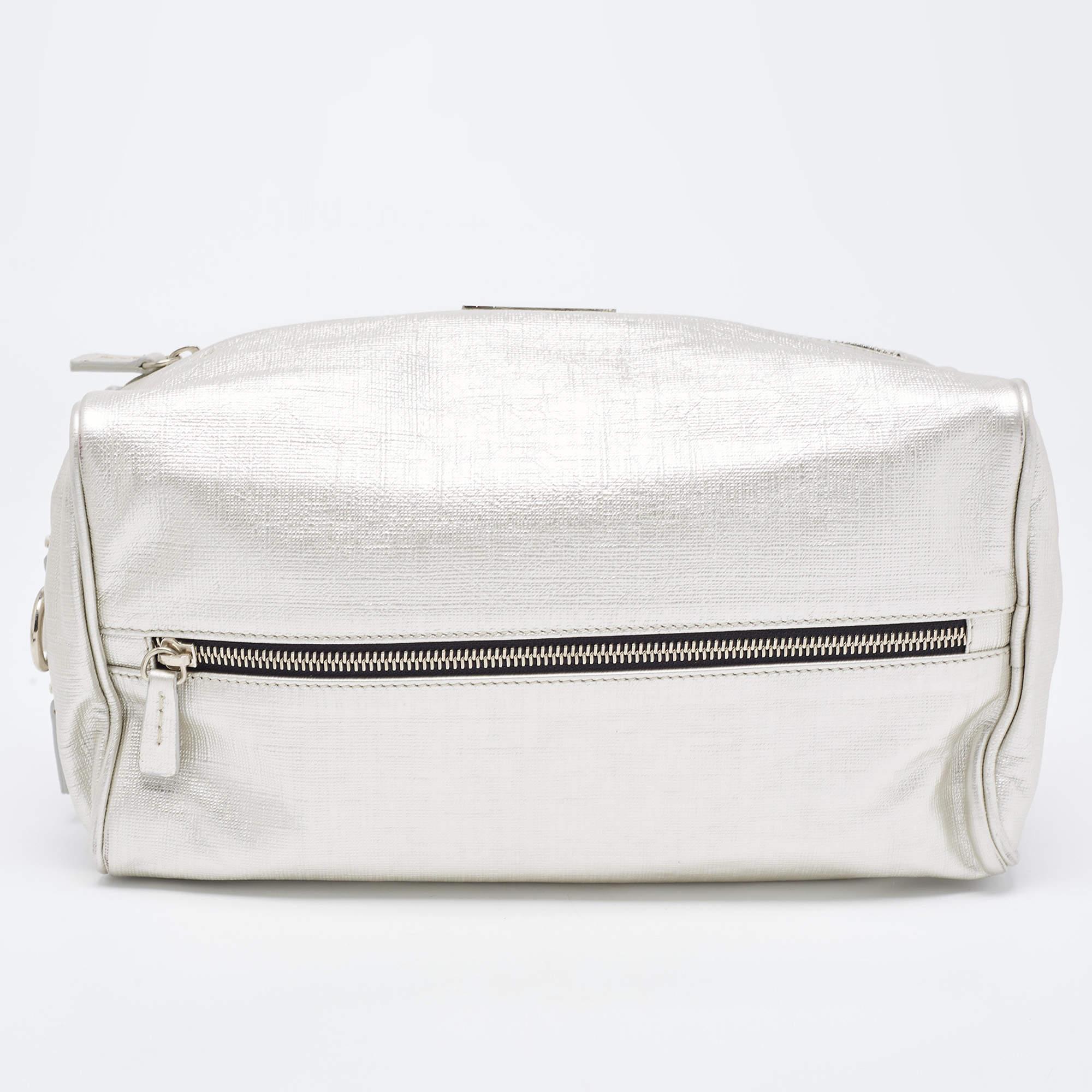 Women's Gianfranco Ferre Silver Leather Oversized Pouch For Sale