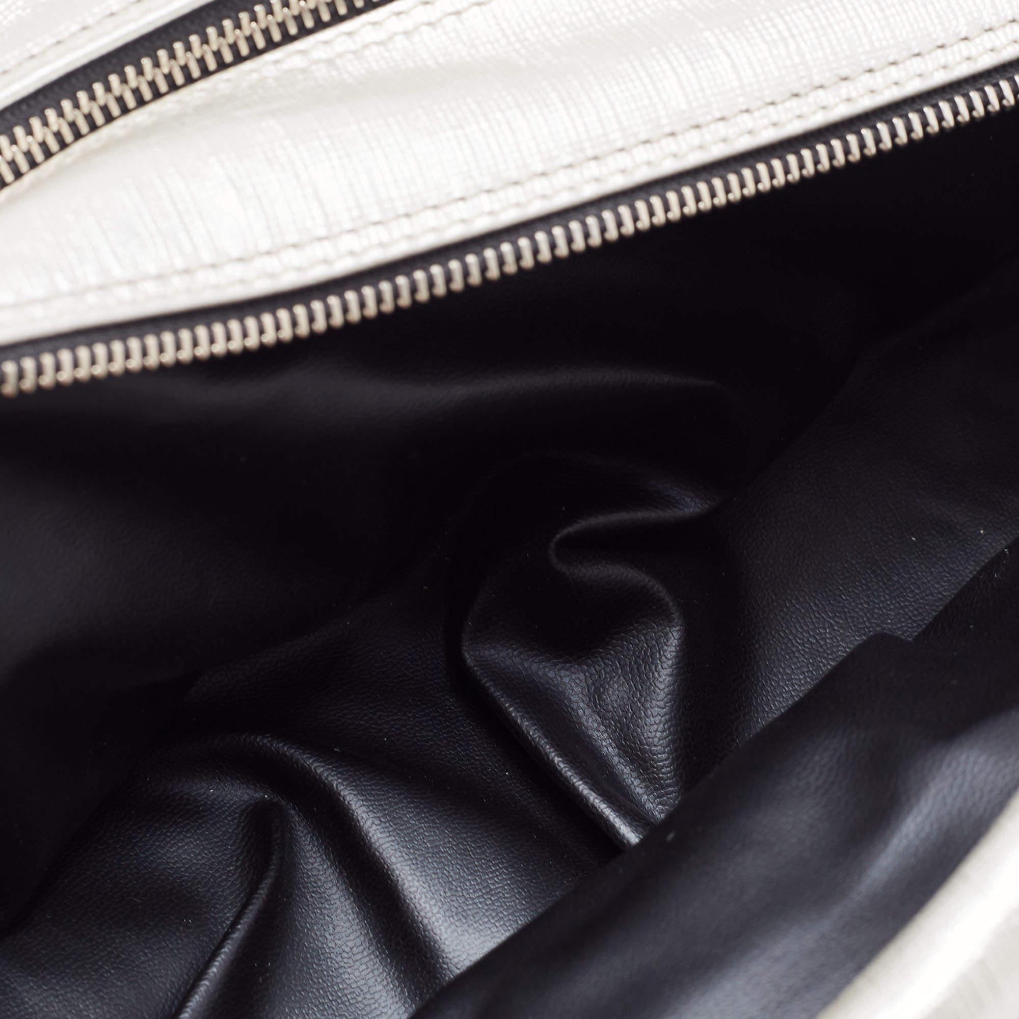 Gianfranco Ferre Silver Leather Oversized Pouch For Sale 5