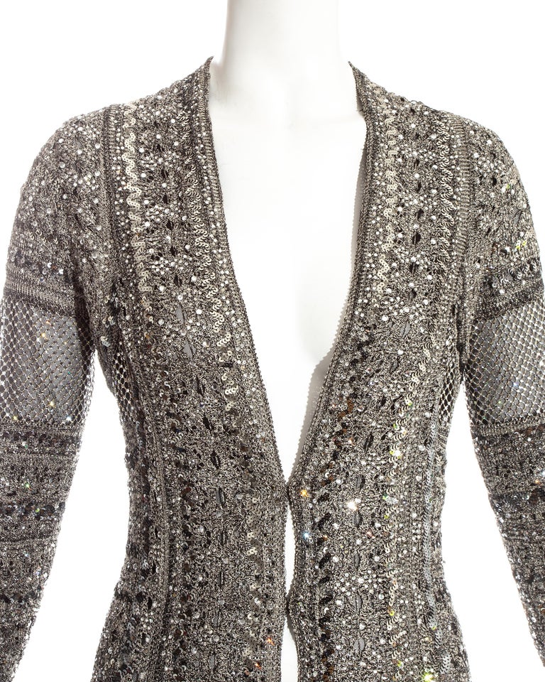 Gianfranco Ferre silver lurex embellished sequin cardigan dress, fw