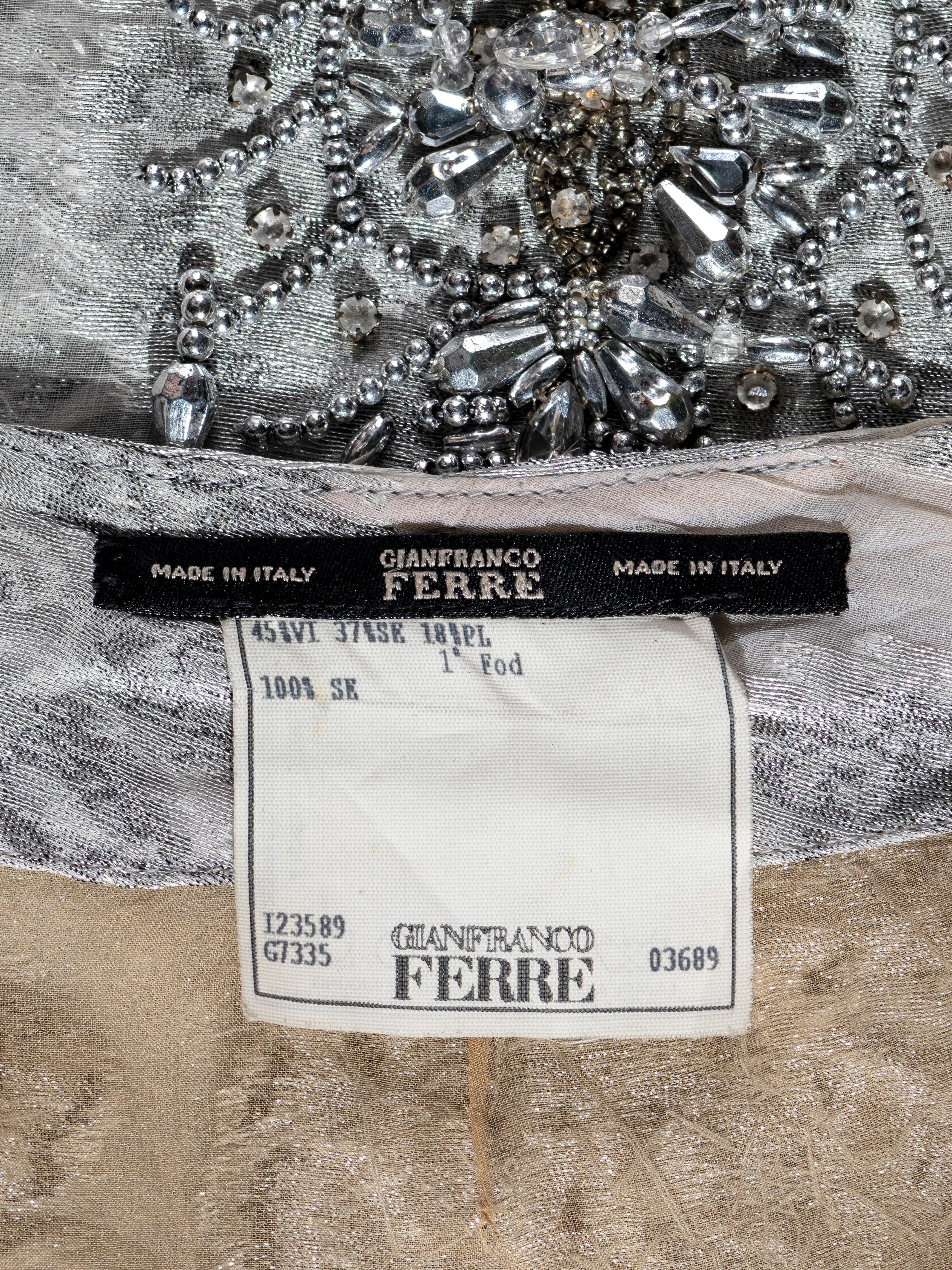 Gianfranco Ferré silver silk organza embellished evening pants, ss 2002 5