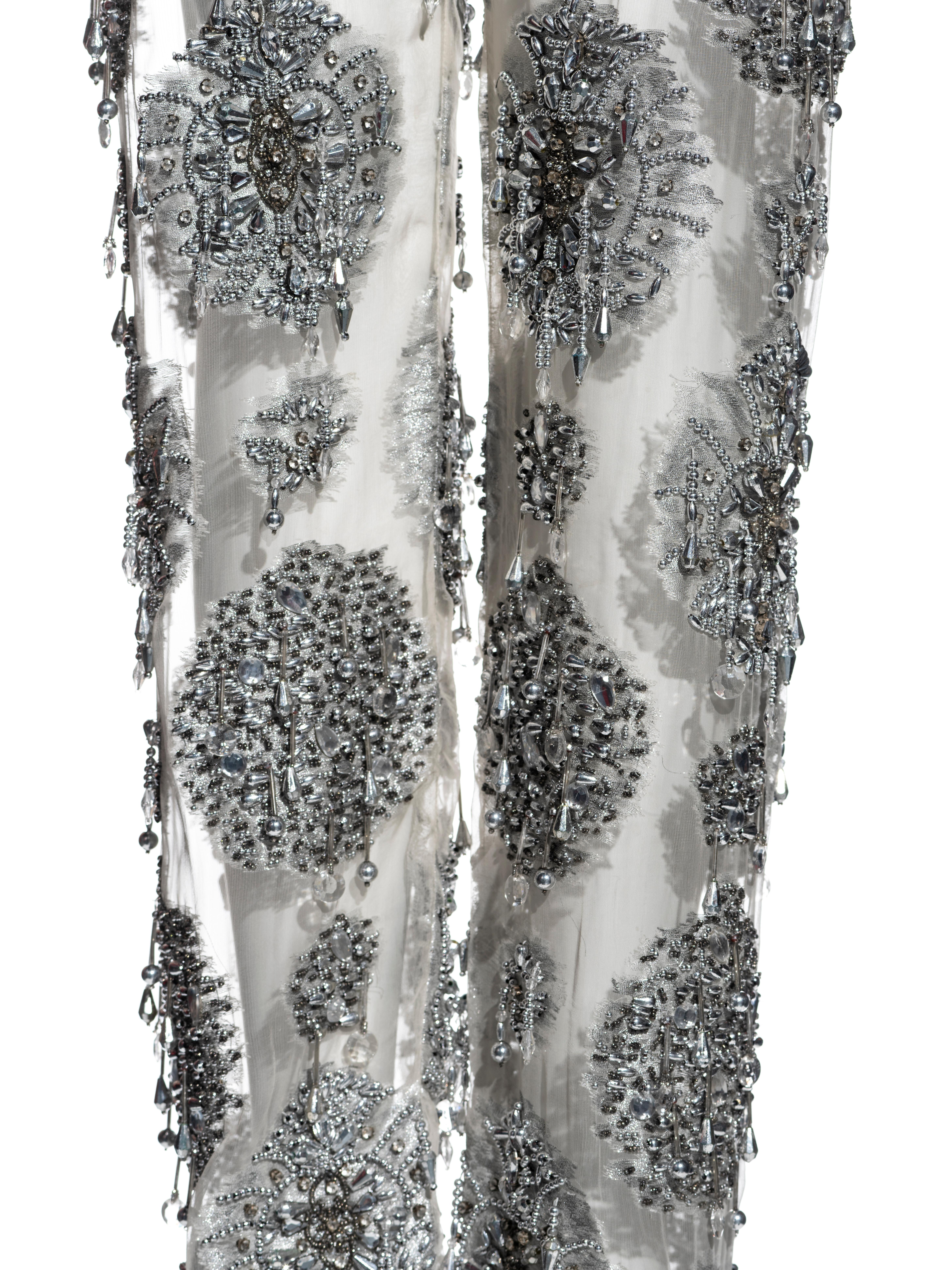 silver silk pants