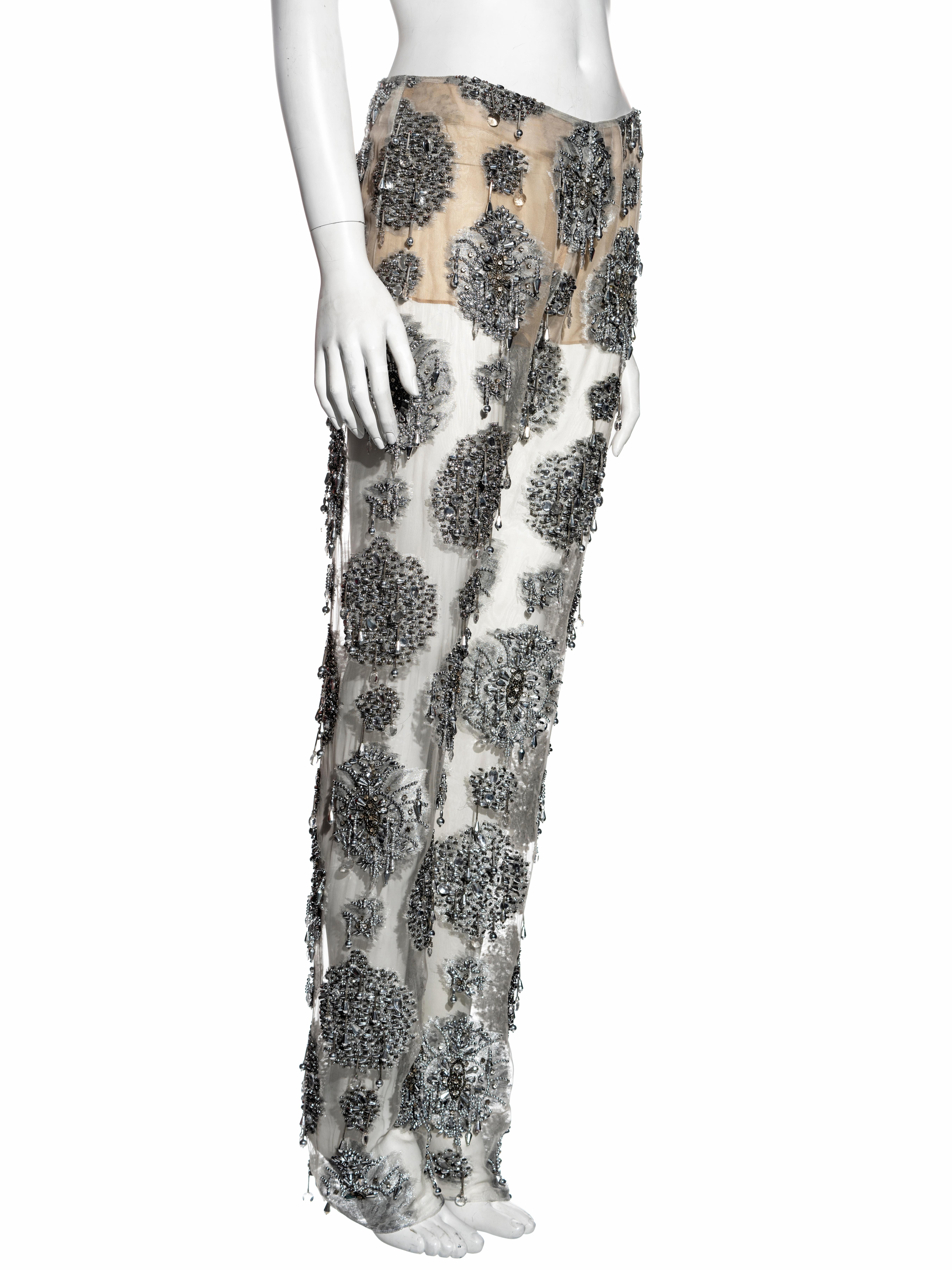silver evening pants